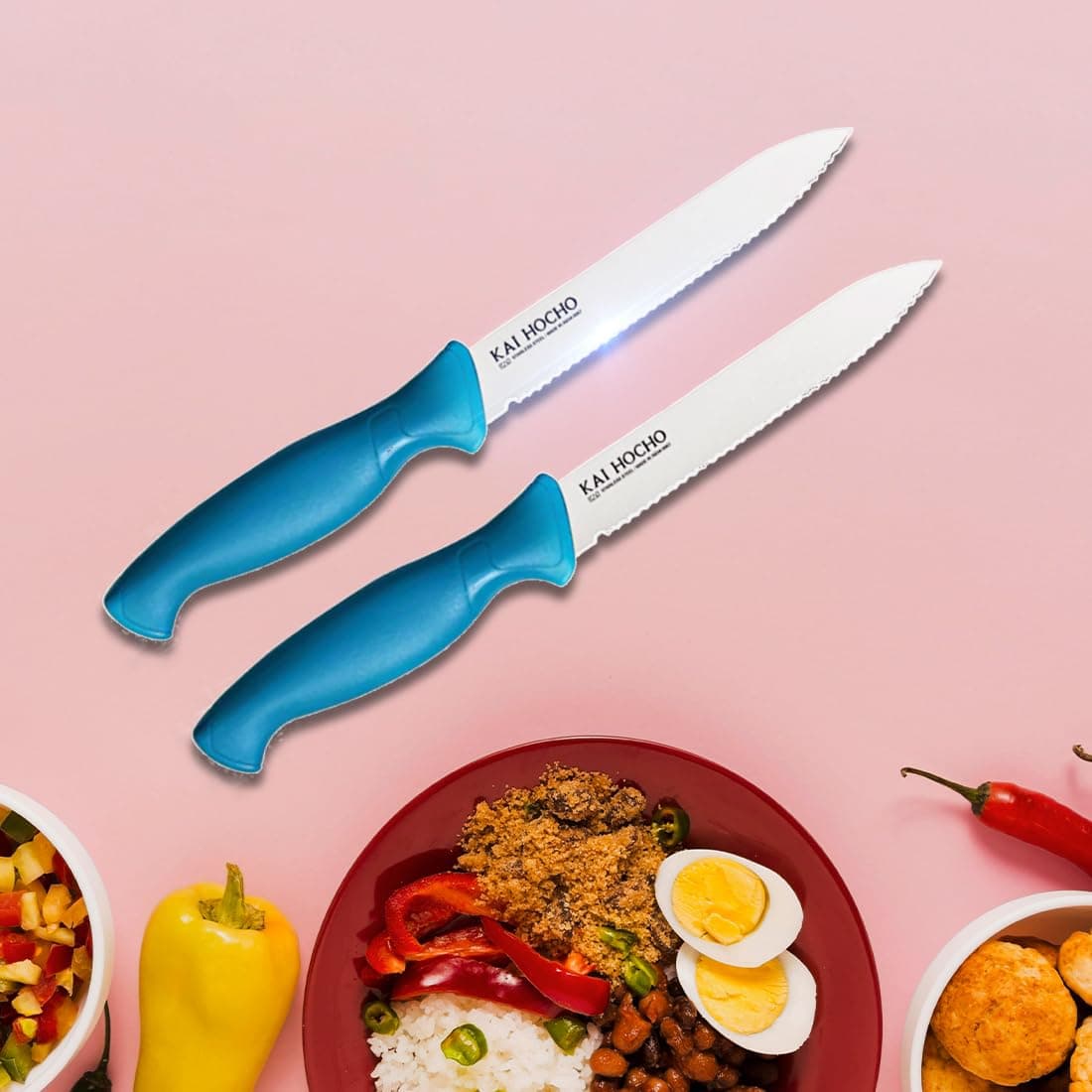 - Kai 100% Stainless Steel Serrated Knife Pack of-2 Blue Japan Best Knife
