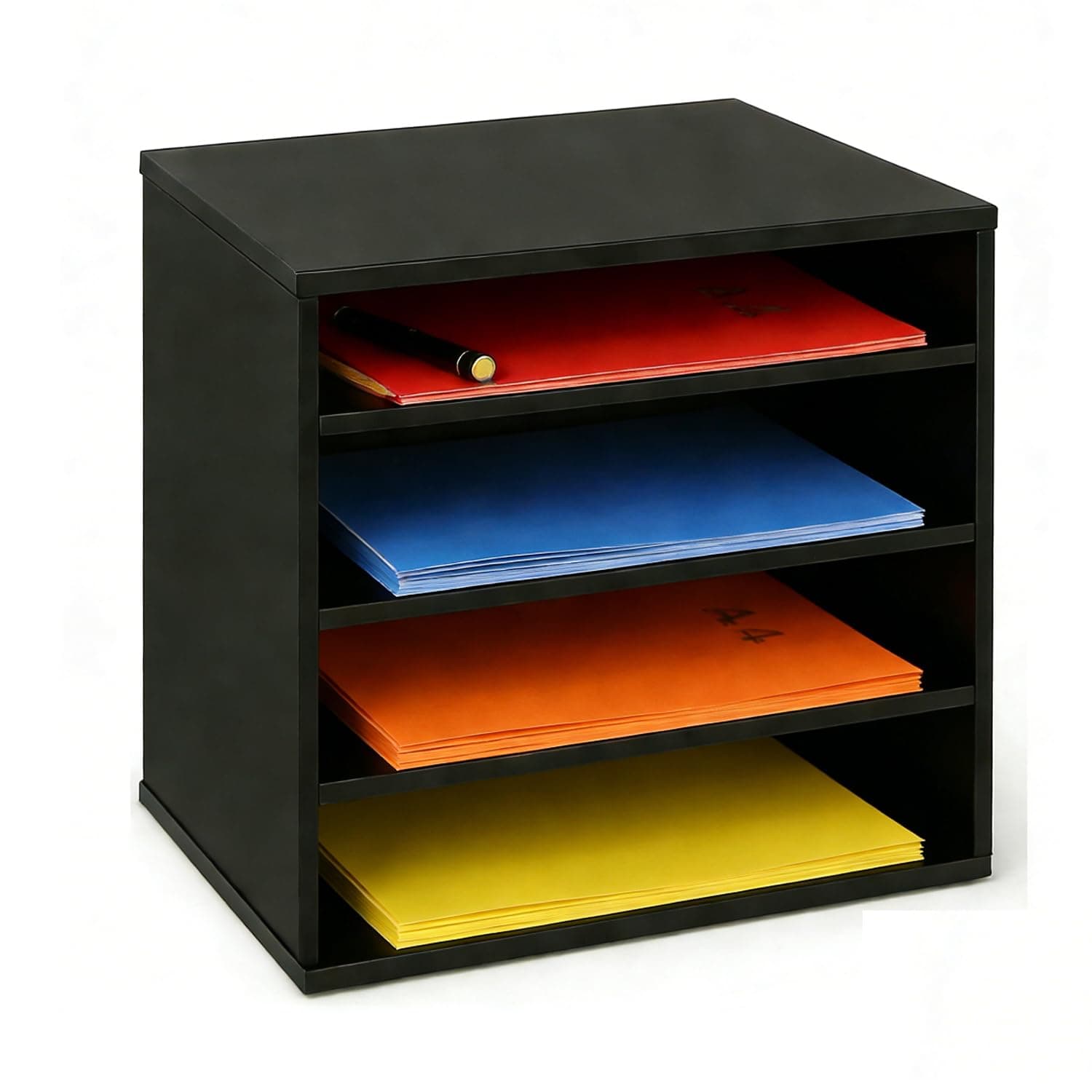 EMERIT Paper Organzier Wood Desktop Organizer Storage Letter Tray File Sorter with Adjustable Shelves for Home Office