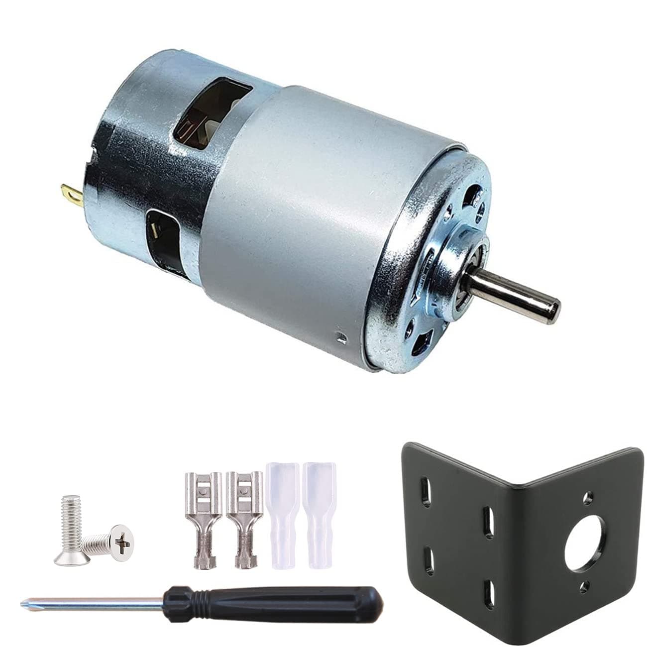 775 DC Motor DC 24V Max 20000RPM Ball Bearing Large Torque High Power Low Noise Gear Motor Electronic Component Motor（with Bracket）