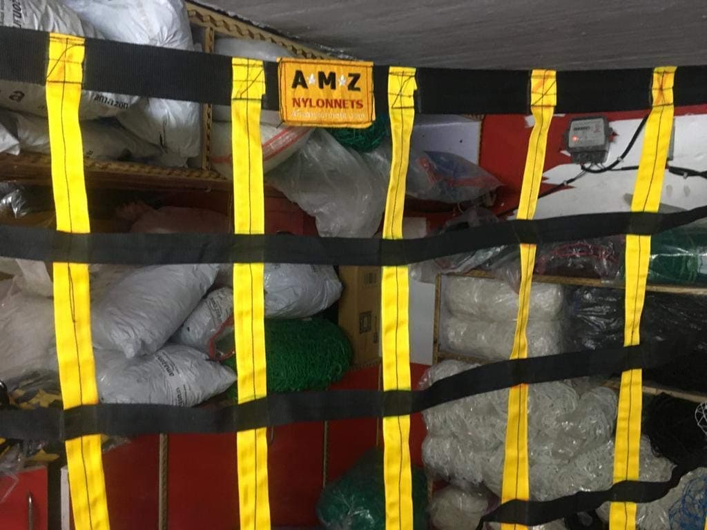 AMZ SPORTS NETS Container Cargo-NET Stripes 8FTx 8FT Heavyduty Stripes