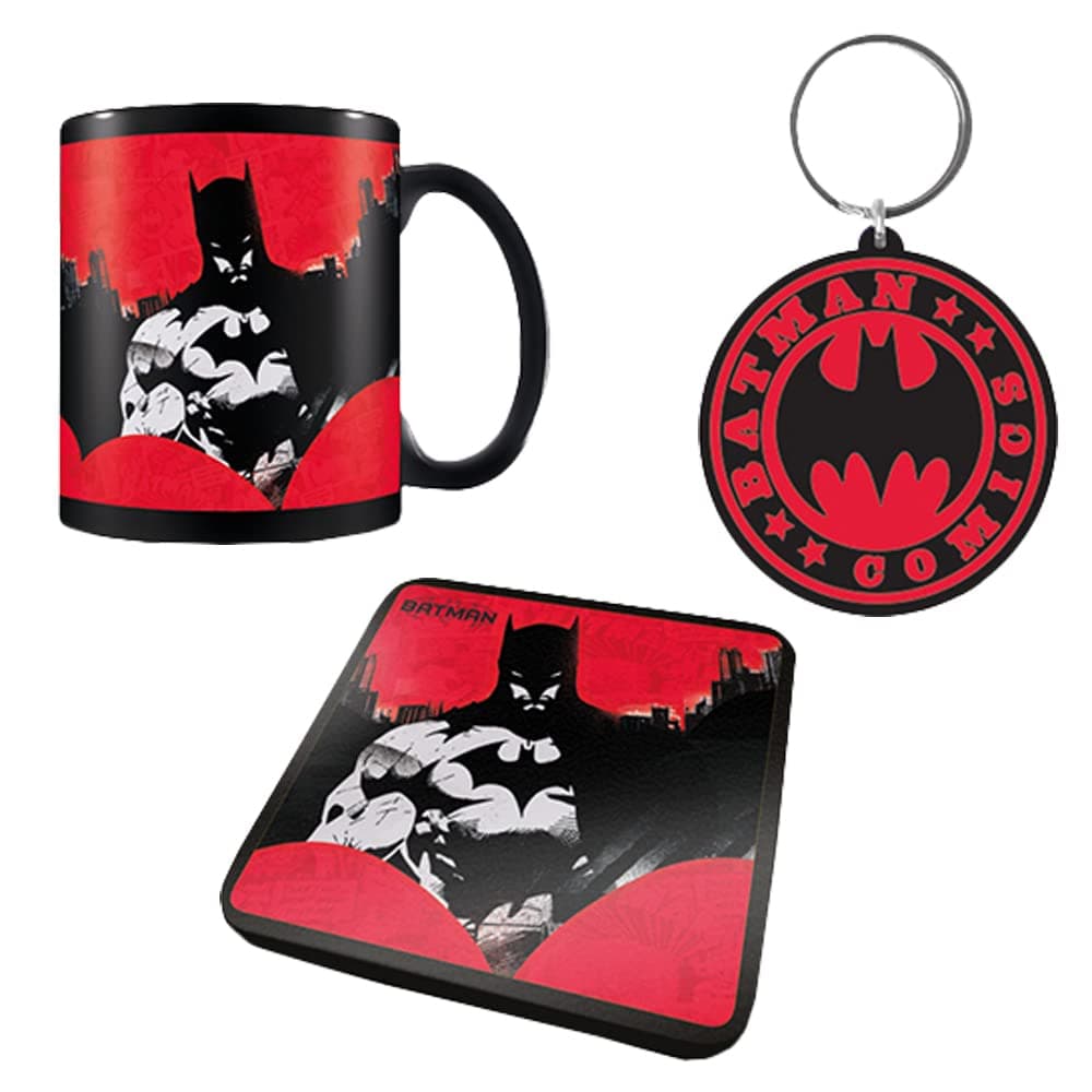 Batman Gift Set - Includes Mug, Coaster, Keyring in Comics Design Presentation Box - Comic Book Fans and Collectors - Officially Licensed Merchandise