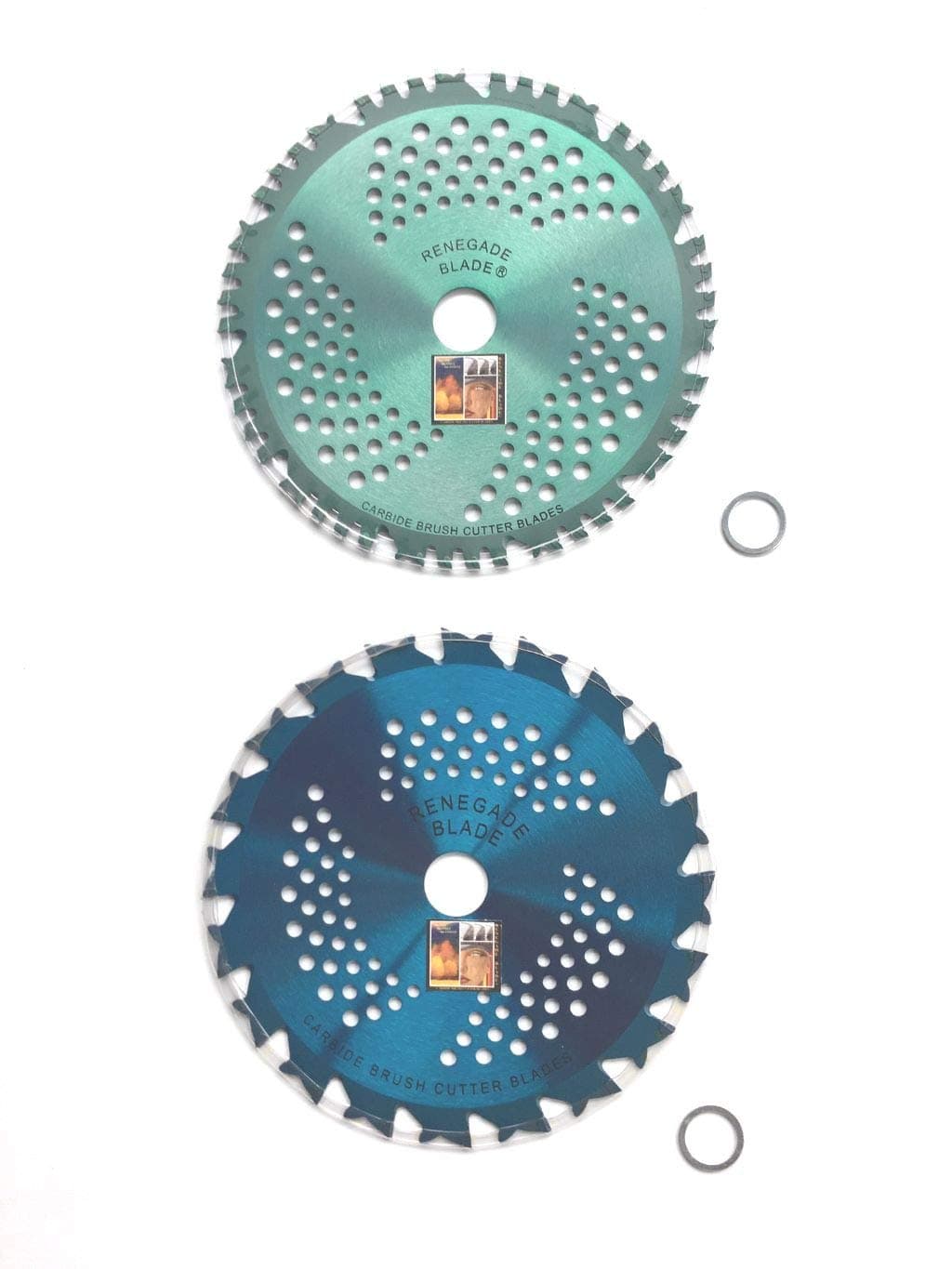 2pk-8"-Combo Pack - (1) 20 Teeth Hawk & (1) 44 Teeth Viper - Hybrid Pack - RENEGADE BLADE® - Carbide Brush Cutter Weed Eater Blades - 203mm Diameter