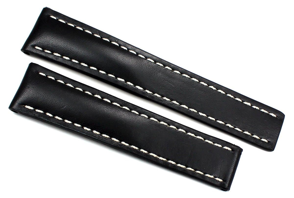 Rios Handmade Leather Band White Stitching 20 mm and 18 mm for Breitling Strap Brown Cognac Retro Quality Black Top Quality