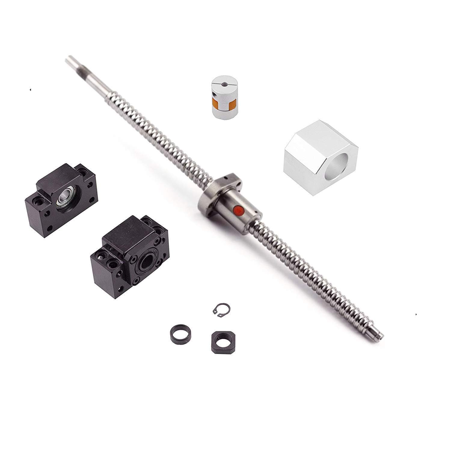 Ball Screw SFU1204 RM1204 Length 1200mm Diam 12mm with Ballnut and ballnut housing + end Supports BK/ BF10 + Coupler for CNC, Length Approx 47.2 inch/ 1200mm