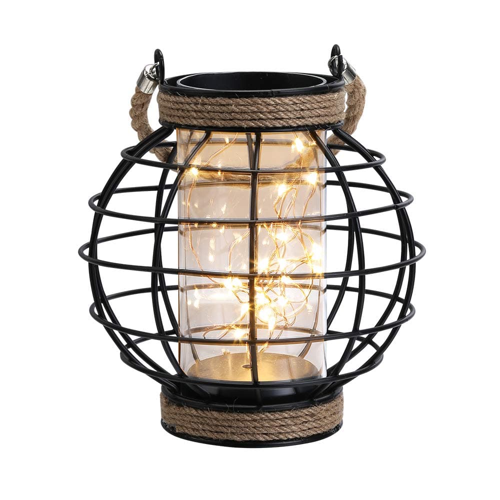 Metal Cage LED Lantern Battery Powered,7.3" Tall Cordless Accent Light with 20pcs Fairy Lights.Great for Weddings, Parties, Patio, Events for Indoors/Outdoors.