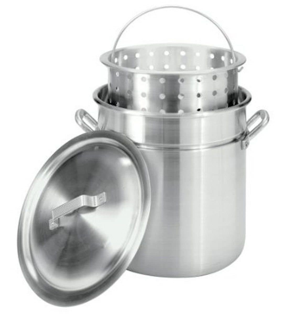 Pananna NEW 42-Quart Aluminum Stockpot W/ Steam & Boil Basket Seafood Lobsters Crawfish