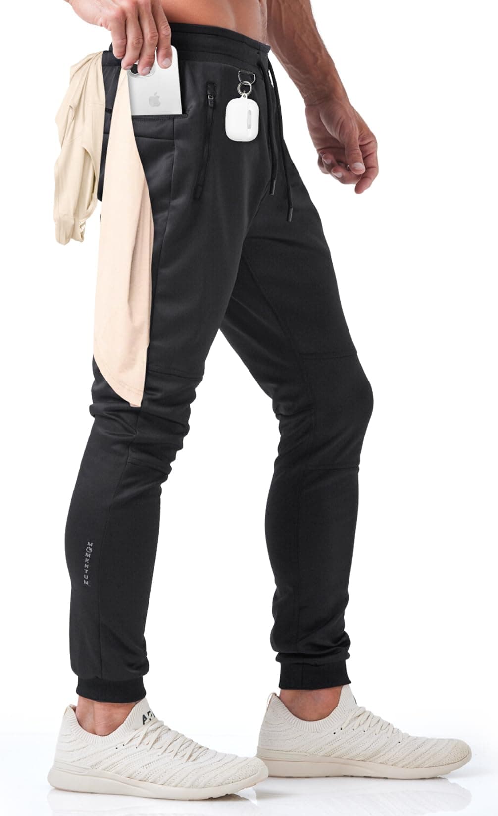 Born ToughSlim-Fit Mens Workout Joggers Pants, Tapered Bodybuilding Gym Joggers, Athletic Running Sweatpants Zipper Pockets