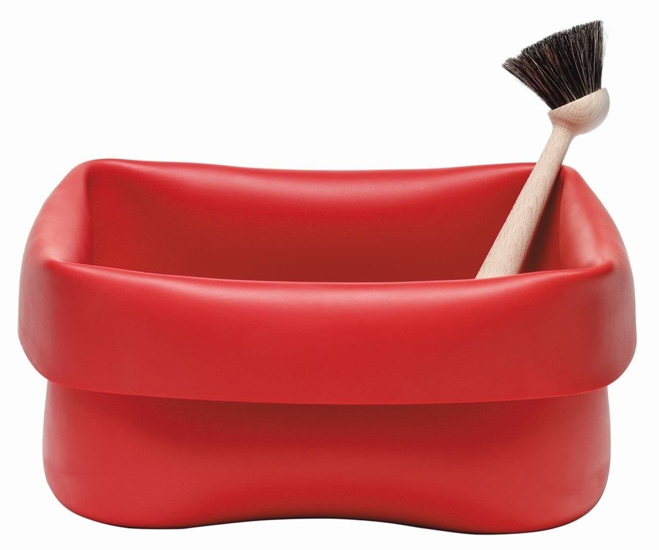 Normann Copenhagen Washing Up Bowl/Washing Up Container with Washing Up Brush Rubber Red