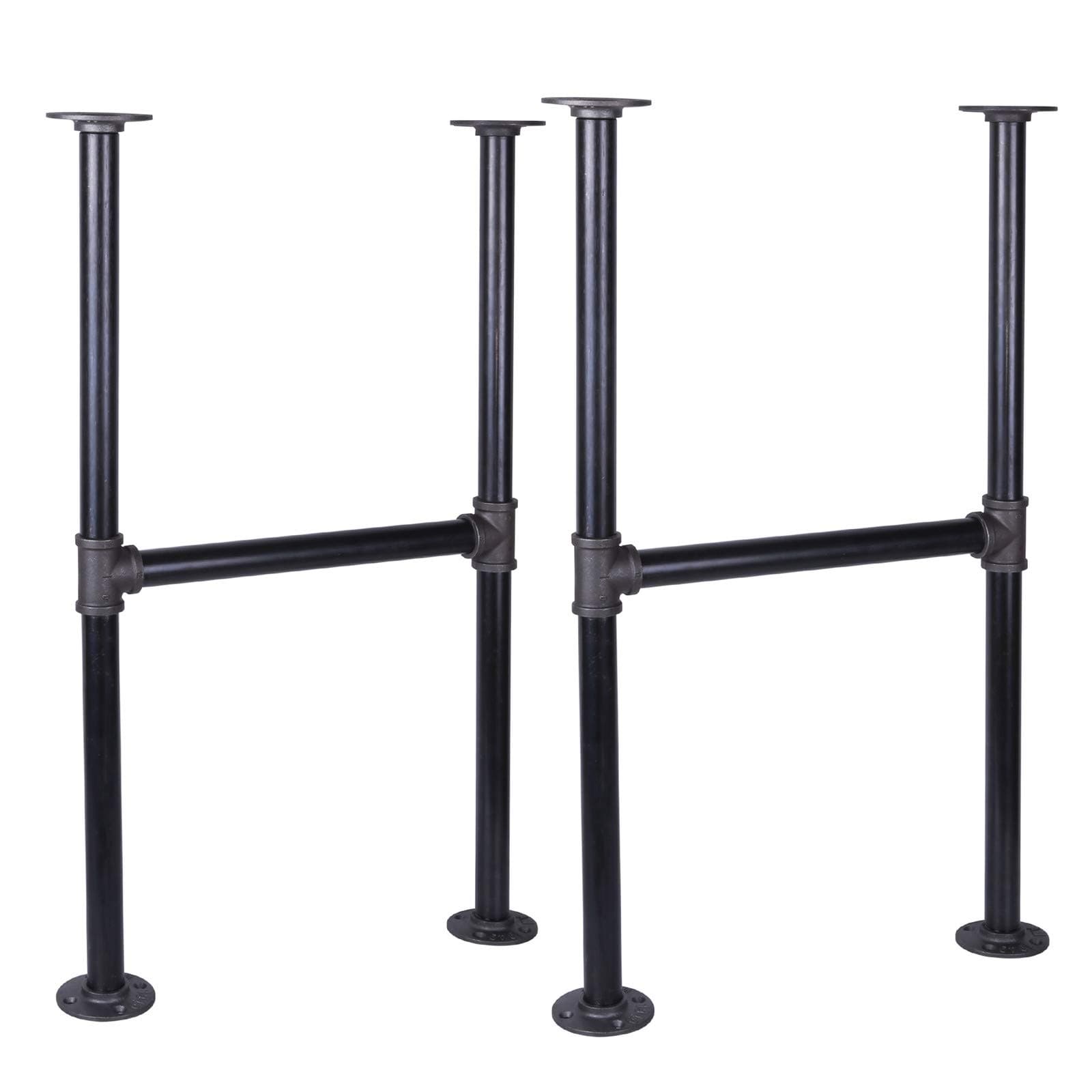 MUZIK 30 Inch Industrial Table Legs, 2 Pack Grey Steel Metal Pipes Vintage Furniture Legs, for Coffee and End Table Legs, 30 in H x 14 in W
