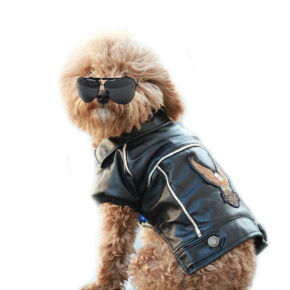 Menpet Dog Clothes Leather Jacket Pet Pu Leather Waterproof Motorcycle Jacket