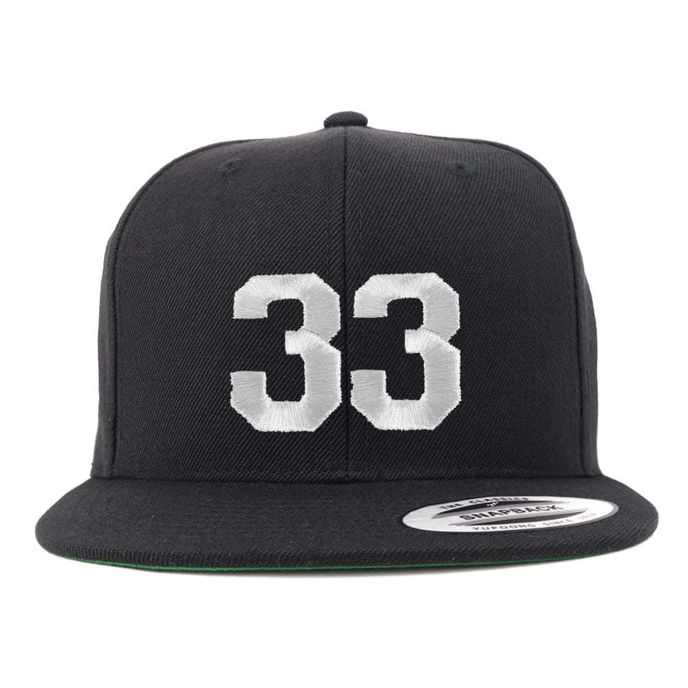 Trendy Apparel Shop Number 33 White Thread Embroidered Flat Bill Snapback Baseball Cap