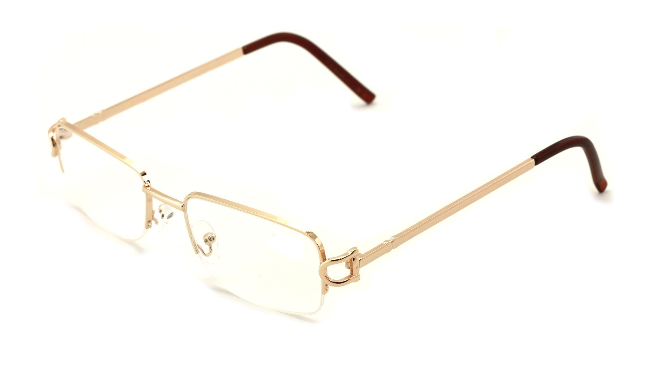 V.W.E. Rectangular Frame Clear Lens Designer Half Rim Eyeglasses Metal Glasses