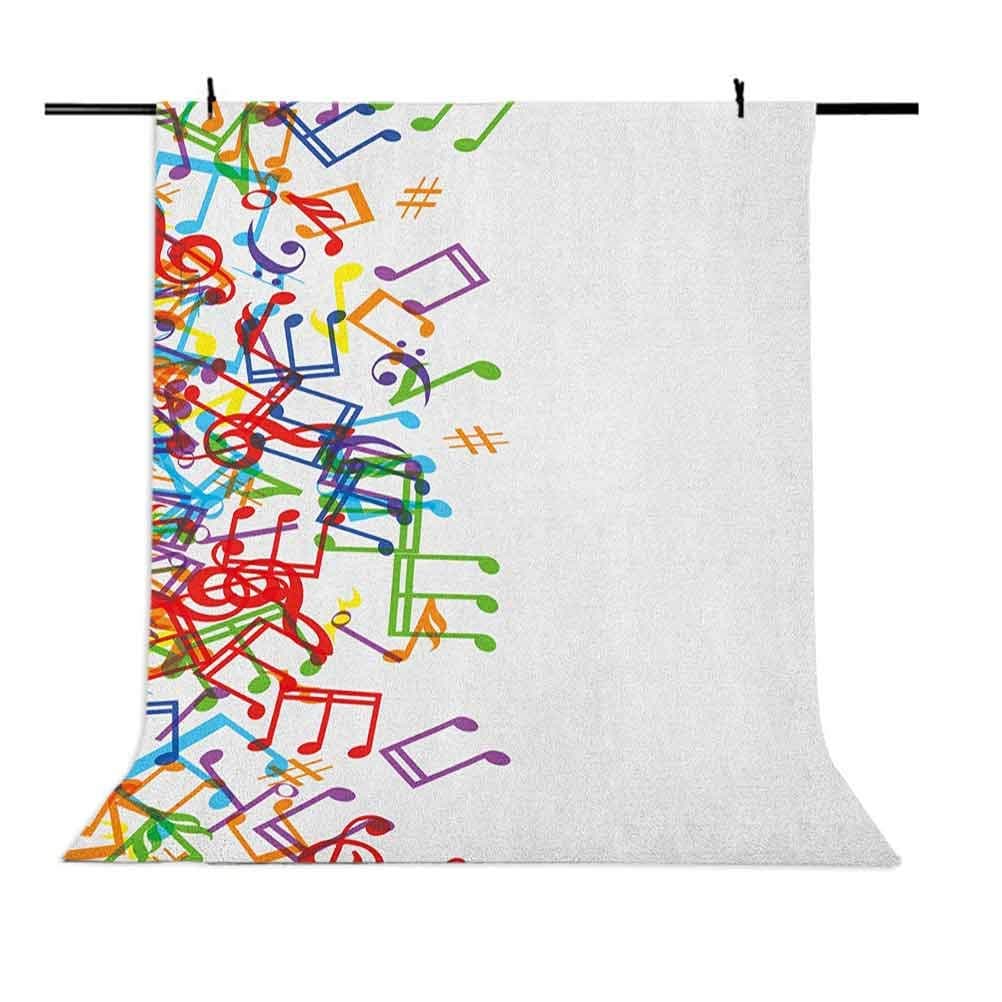 9x16 FT Colorful Vinyl Photography Background Backdrops,Trippy Art Style Music Notes with Clef Rhythm Tempo Melody Harmony Print Background for Selfie Birthday Party Pictures Photo Booth Shoot