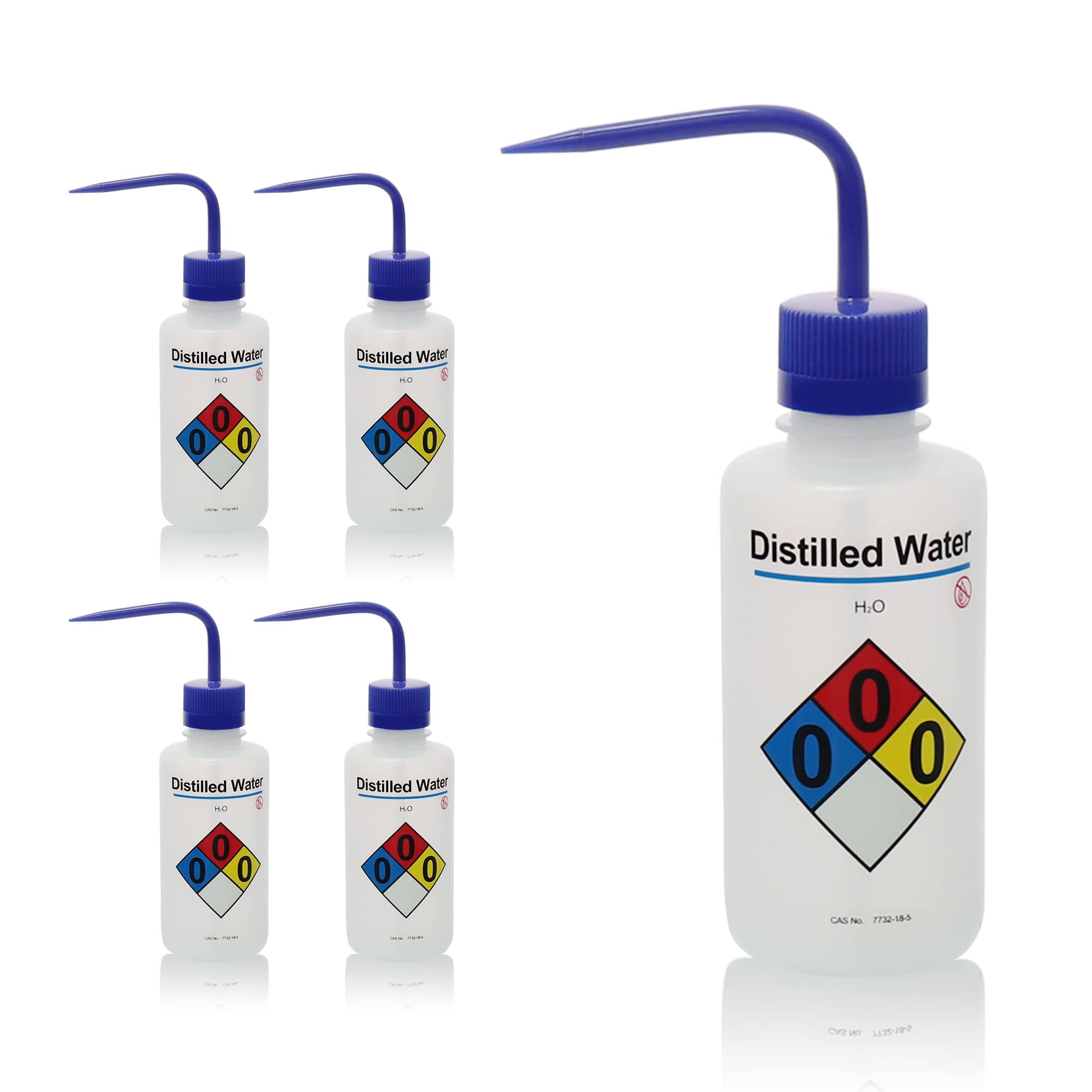 Utile Distilled Water Self-Venting Safety Wash Bottles, 4pcs of Vol.500ml, Narrow Mouth Squeeze Bottles, LDPE Material with PP Material Closure, 5511.0571.4