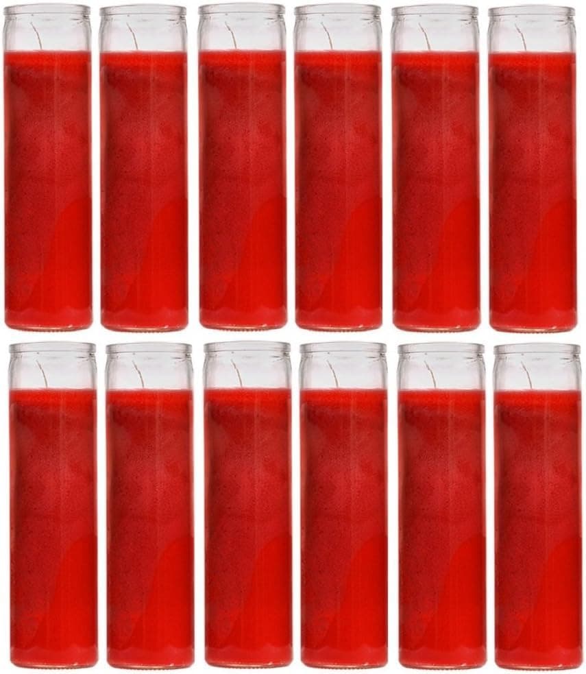 Aspen Brands Classic Red Candles in Glass, Set of 12, 8-INCHES Tall. Blessed Sanctuary Devotional Prayer Candle, 7 DayBlessed Sanctuary Devotional Prayer Candle, 7 Day