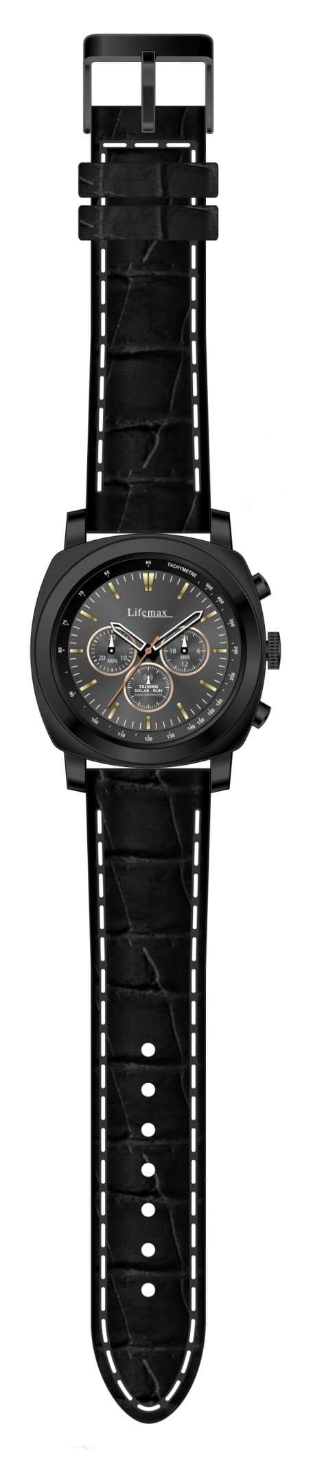 Lifemax Chronograph Style Atomic Talking Watch with Black Leather