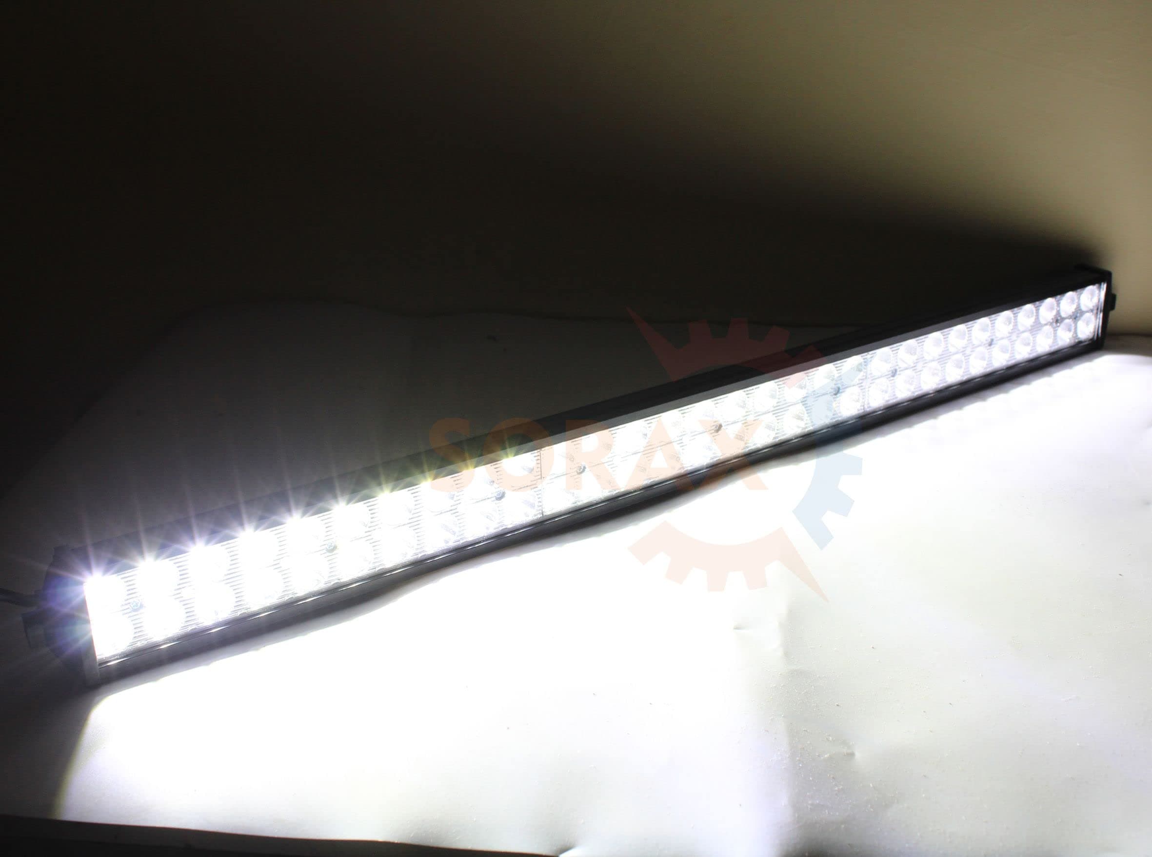 SORAX 60 LED Spotbeam Flood Light 31" inch CNC Aluminum Material Waterproof Off Road Driving Light Universal For Car Jeep Tractor Van Universal For Car (130W, 12000LM)