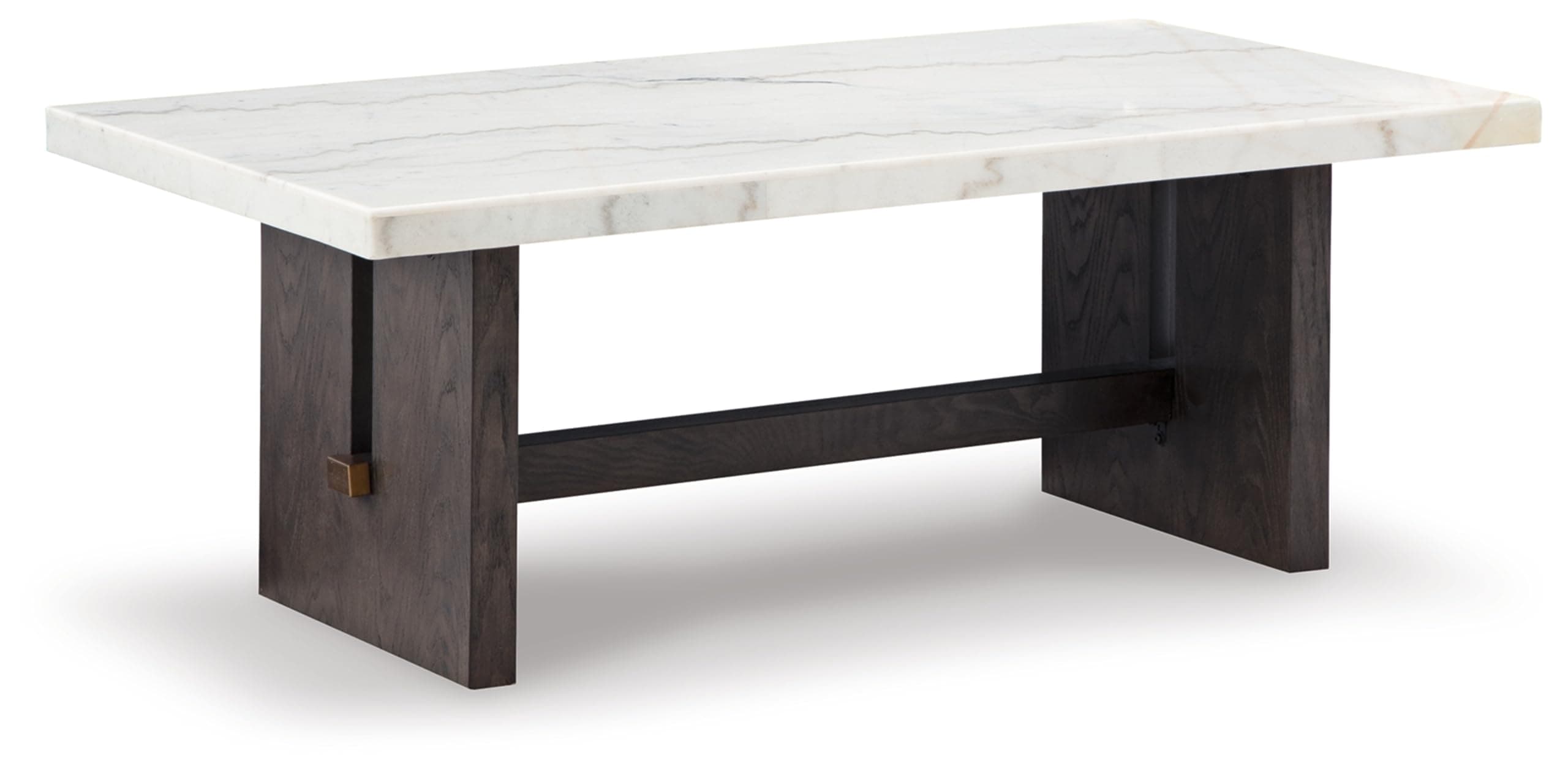 Signature Design by Ashley Burkhaus Modern Coffee Table with Marble Top, White & Dark Brown