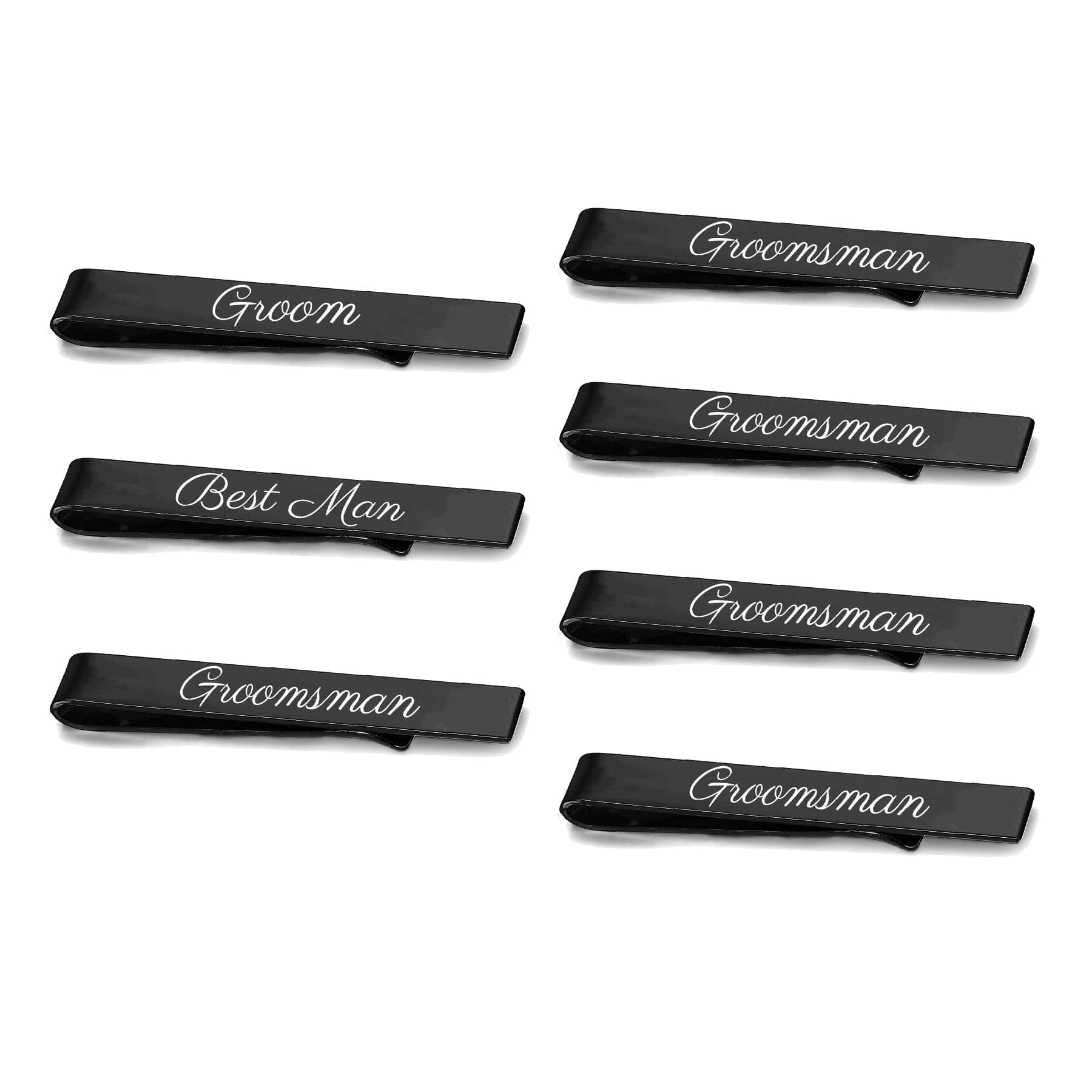 YUUNEI 2/7/10 Pack Wedding Tie Clips for Groom, Groomsman, Best Man, Father of the Groom, Father of the Bride- Black
