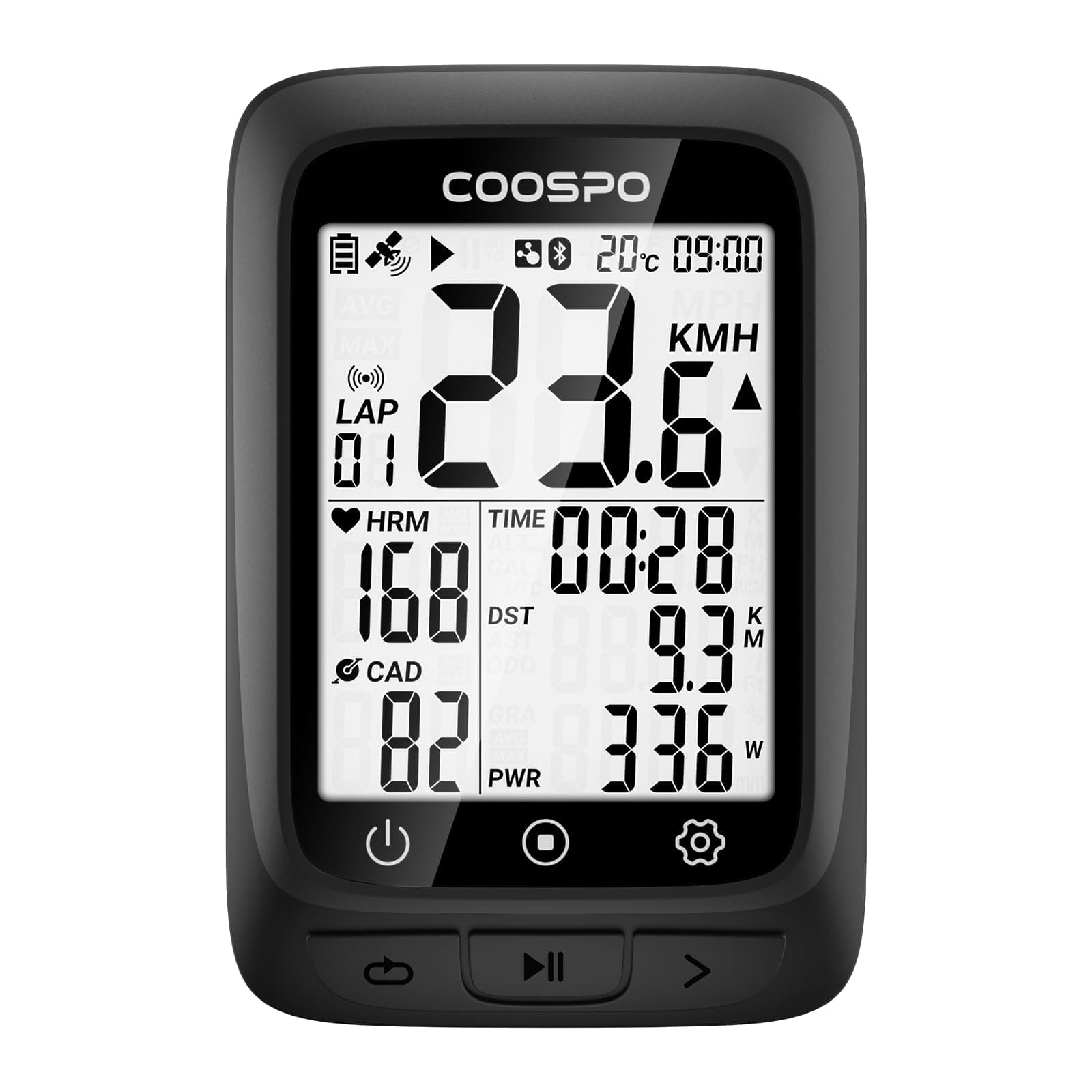 Bike Computer Gps Wireless, Ant+ Cycling With Bluetooth, Multifunctional Bicycle 2.4 Lcd Screen, Speedometer Auto Backlight Ip67