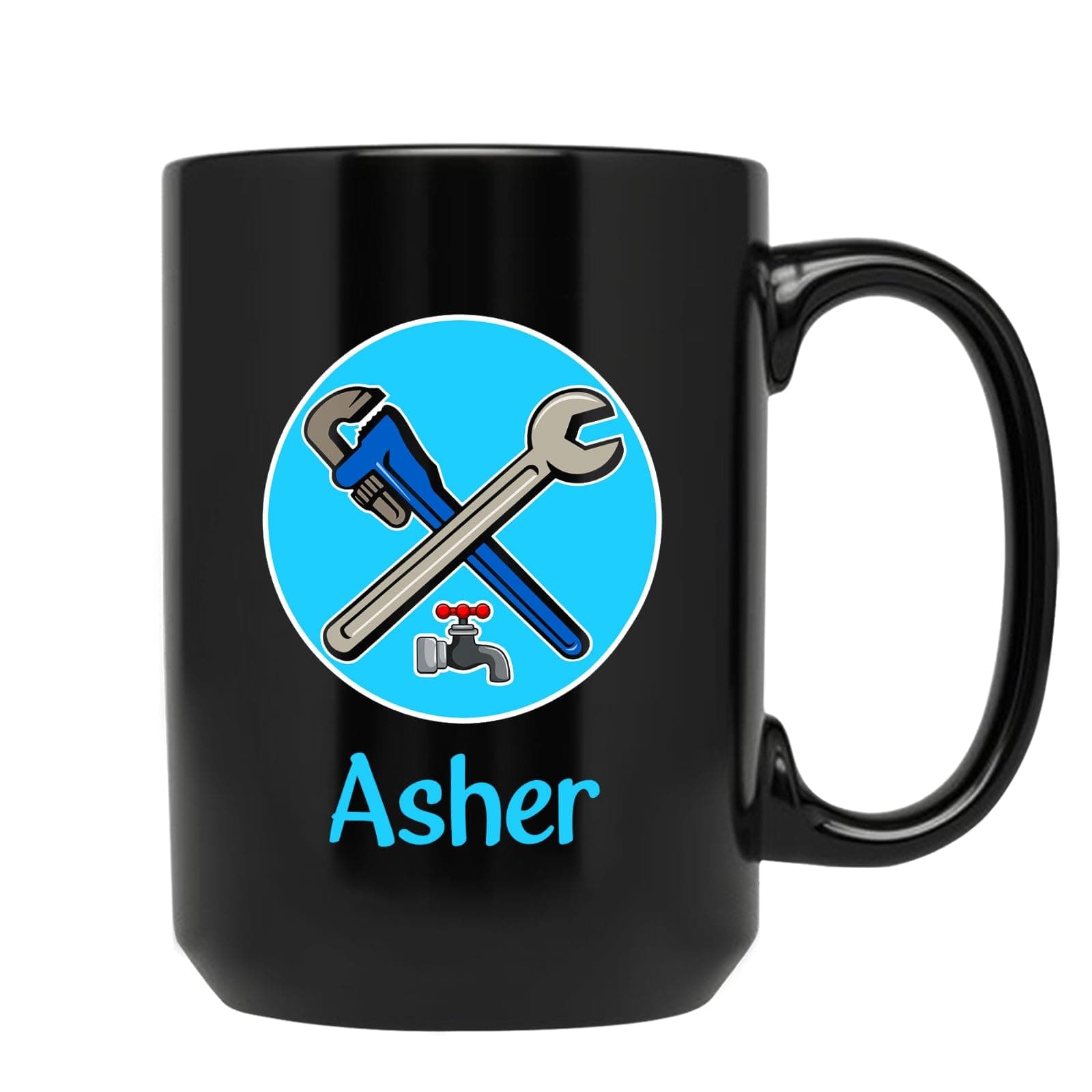 Plumbing Coffee Mug Presents for Birthday Holiday, Best Plumber Travel Mugs, Plumbing Pottery Cups, Personalized Water Pipe Repairer Ceramic Cup with Name, Custom 11oz & 15oz Black Mugs
