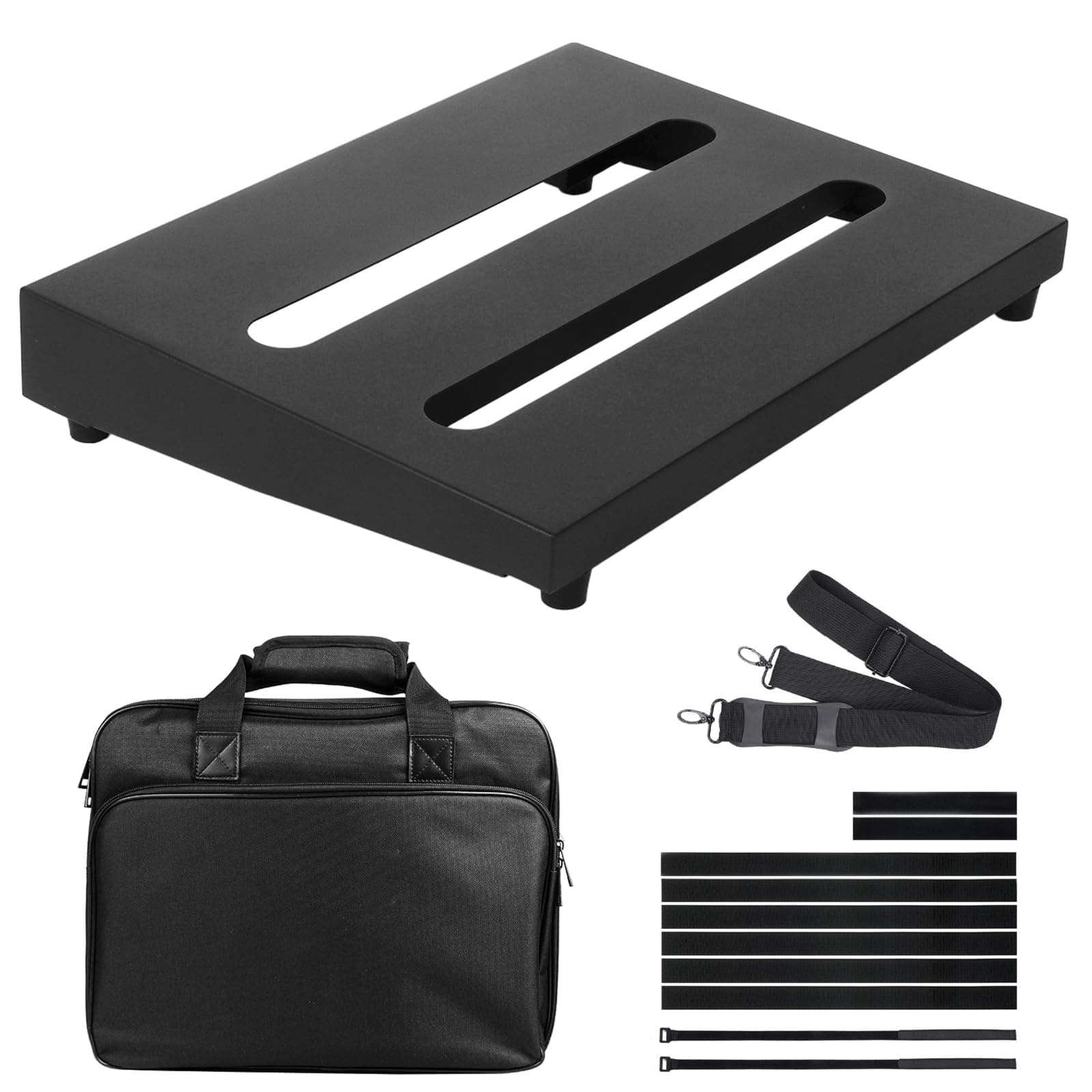 Medium Size Metal Pedal Board 13.8†x 10.6†with Carrying Bag, Self Adhesive Hook & Loop Tapes Included