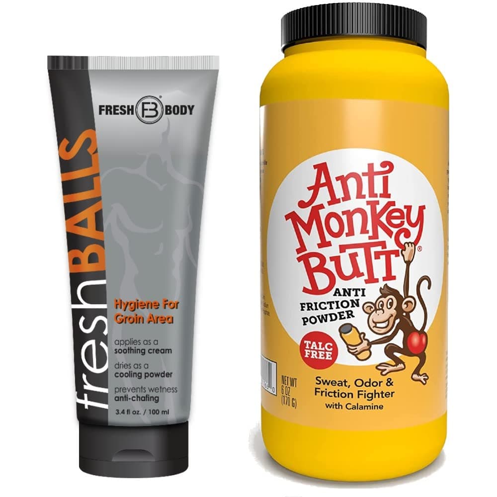 NO Sweat Bundle! with Anti-Monkey Butt Powder and Fresh Balls Lotion (3.4 oz, Mens)