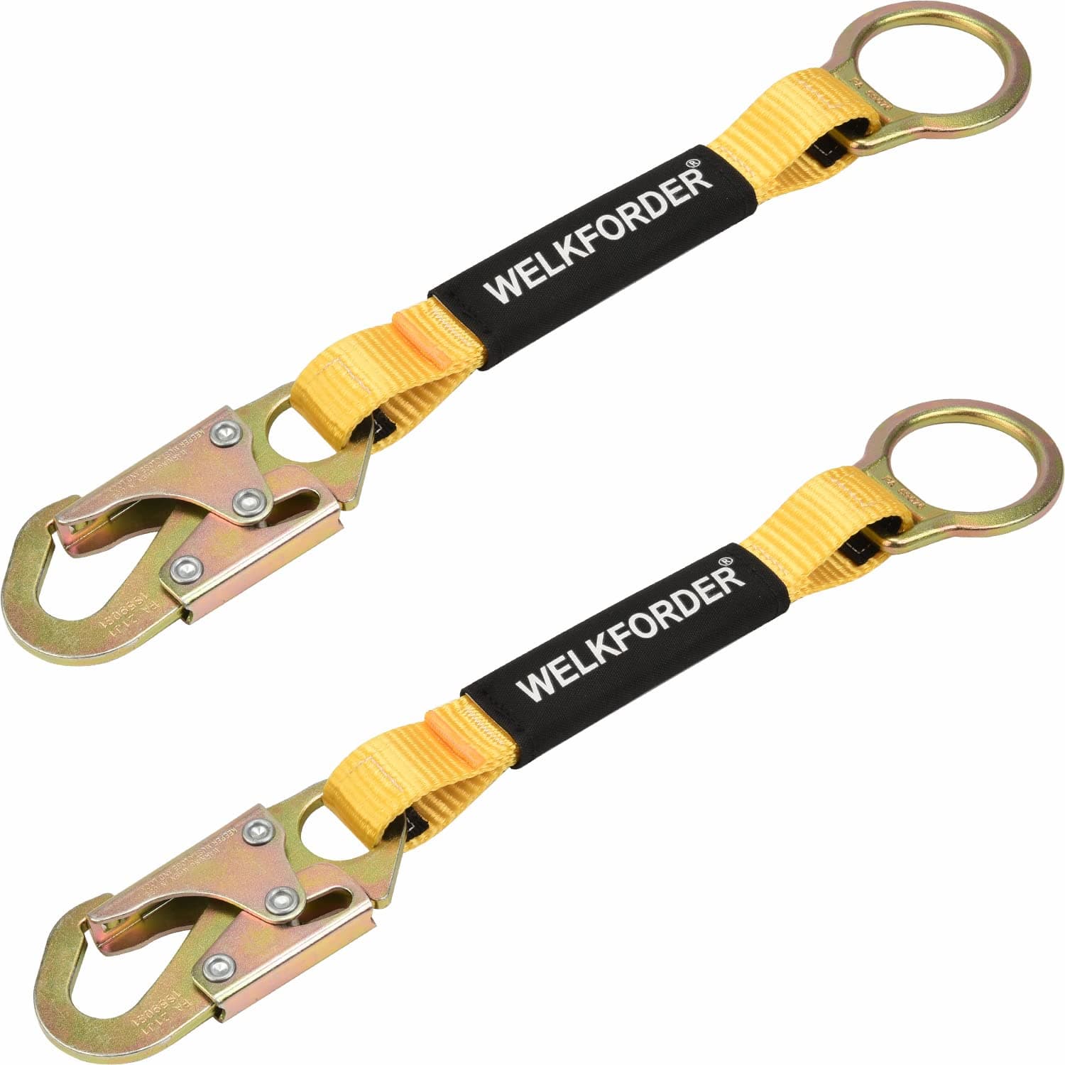 [2-PACK] 18-Inch D-Ring Extender Fall Protection with Snap Hook Connector and "O" Ring ANSI Compliant