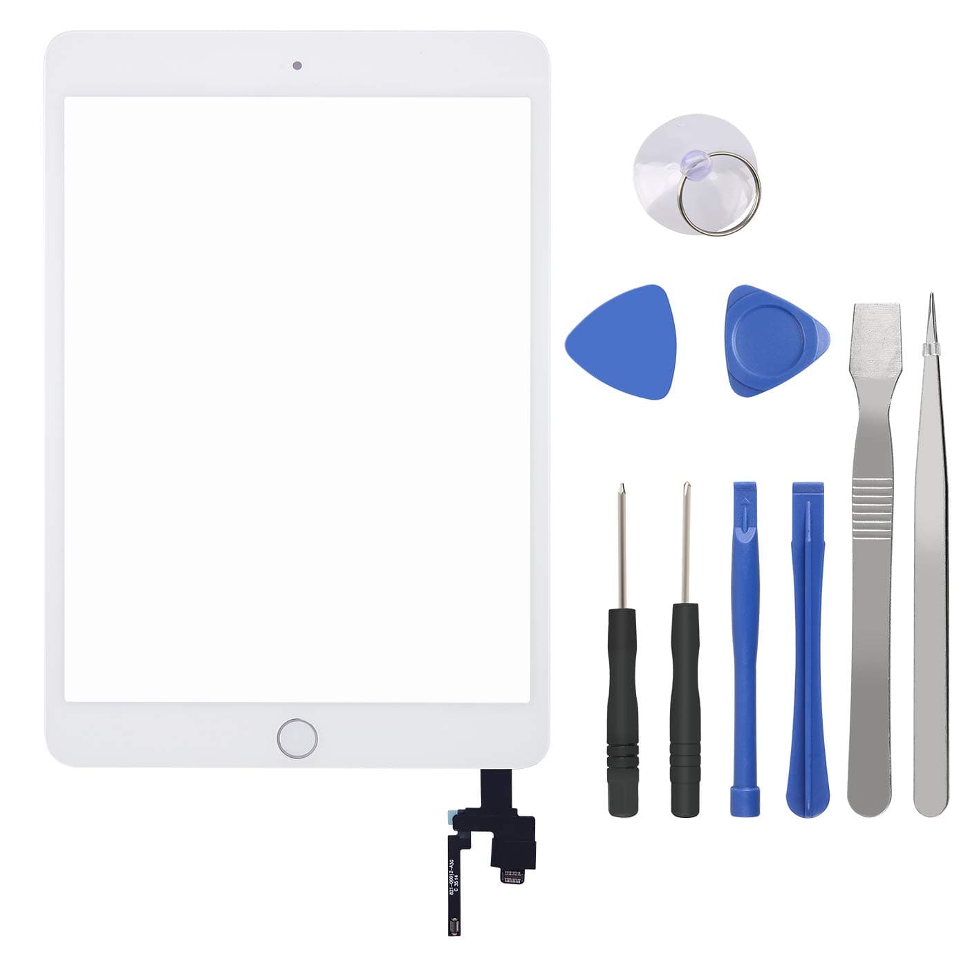 Touch Screen Digitizer for iPad Mini 3-3rd Generation iPad Mini Front Glass Replacement with Home Button & Tool Repair Kit (A1599, A1600) - White