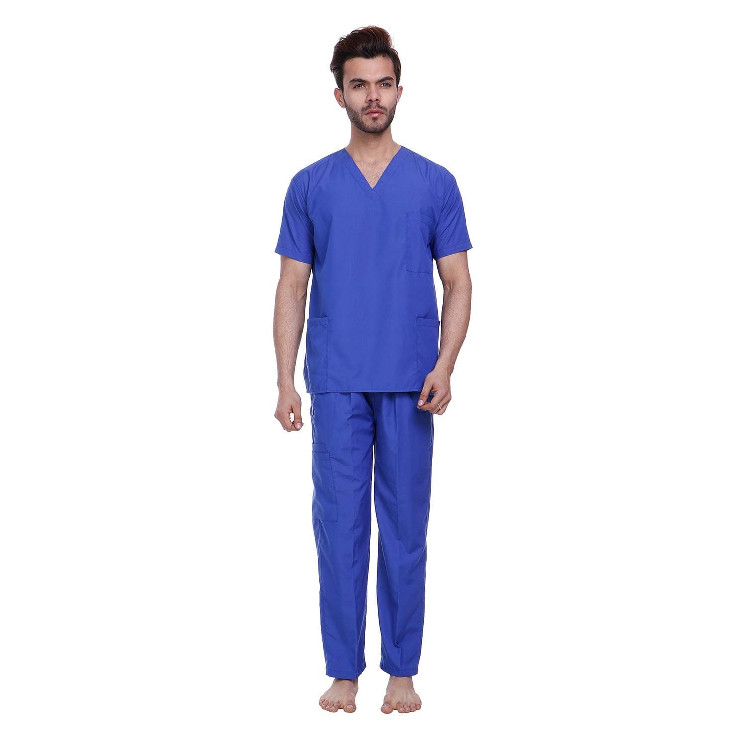 - Unisex Scrub Suit set V-Neck 3 Pocket Top and Cargo Type Trouser