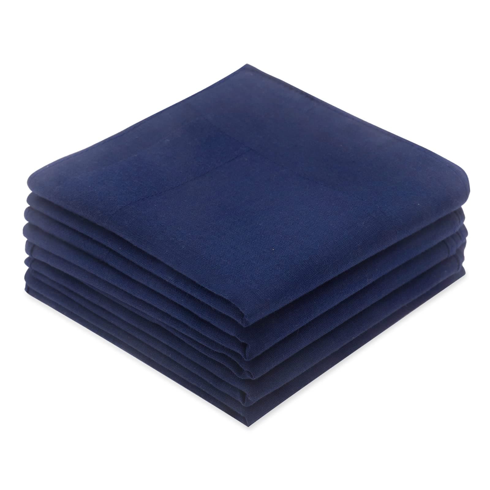 GB Selected Men's Cotton Handkerchiefs, Assorted Solid Color Pocket Square Hankies with Stripe