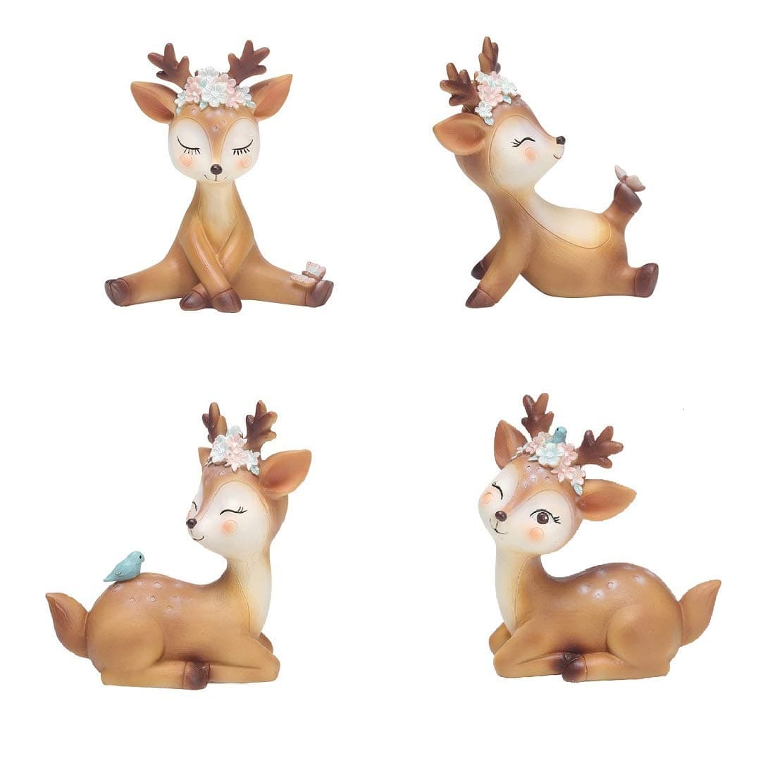 Youfui Cake Topper Party Supplies Cake Decoration for Girls, Birthday Party, Baby Shower & Wedding Home Decor Car Decoration Interior (4pcs Deers Eden)