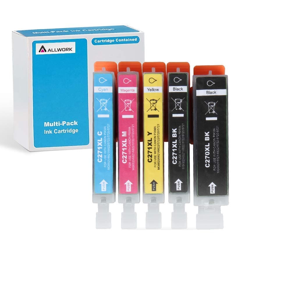 PGI270XL CLI271XL Compatible Ink Cartridges Replacement for Canon PGI-270XL CLI-271XL Works with Canon PIXMA TS6020 9020 5020 8020 MG7720 6821 5720 6820 5722 6800 5700 6822 5721 5Pack