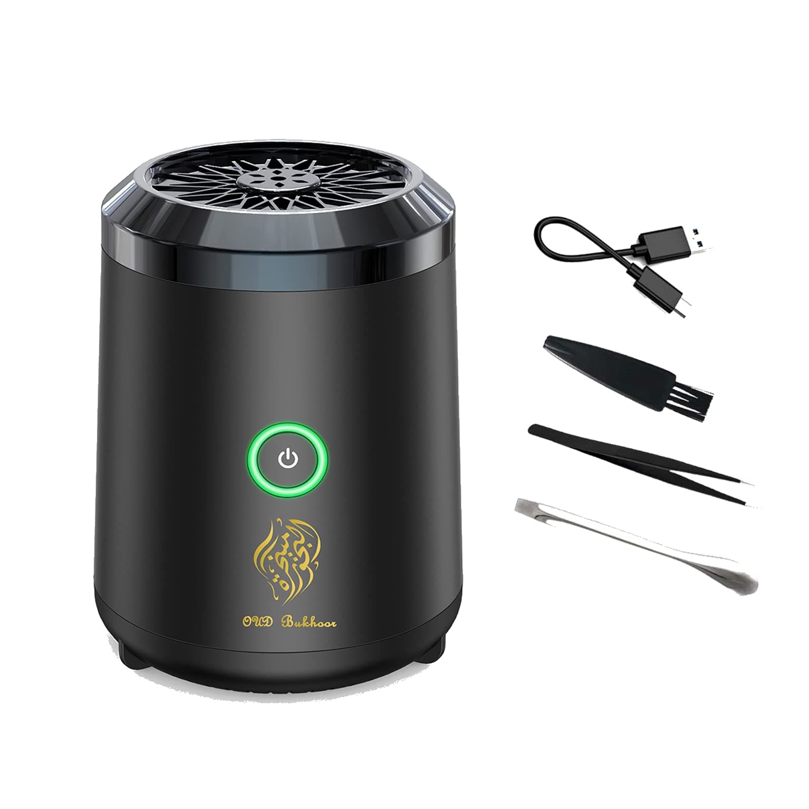 ACHAS Mini Chargeable Electric Bakhoor Burner - Small Resin Burner for Office & Home Decor - Arabia Incense Burner, Black