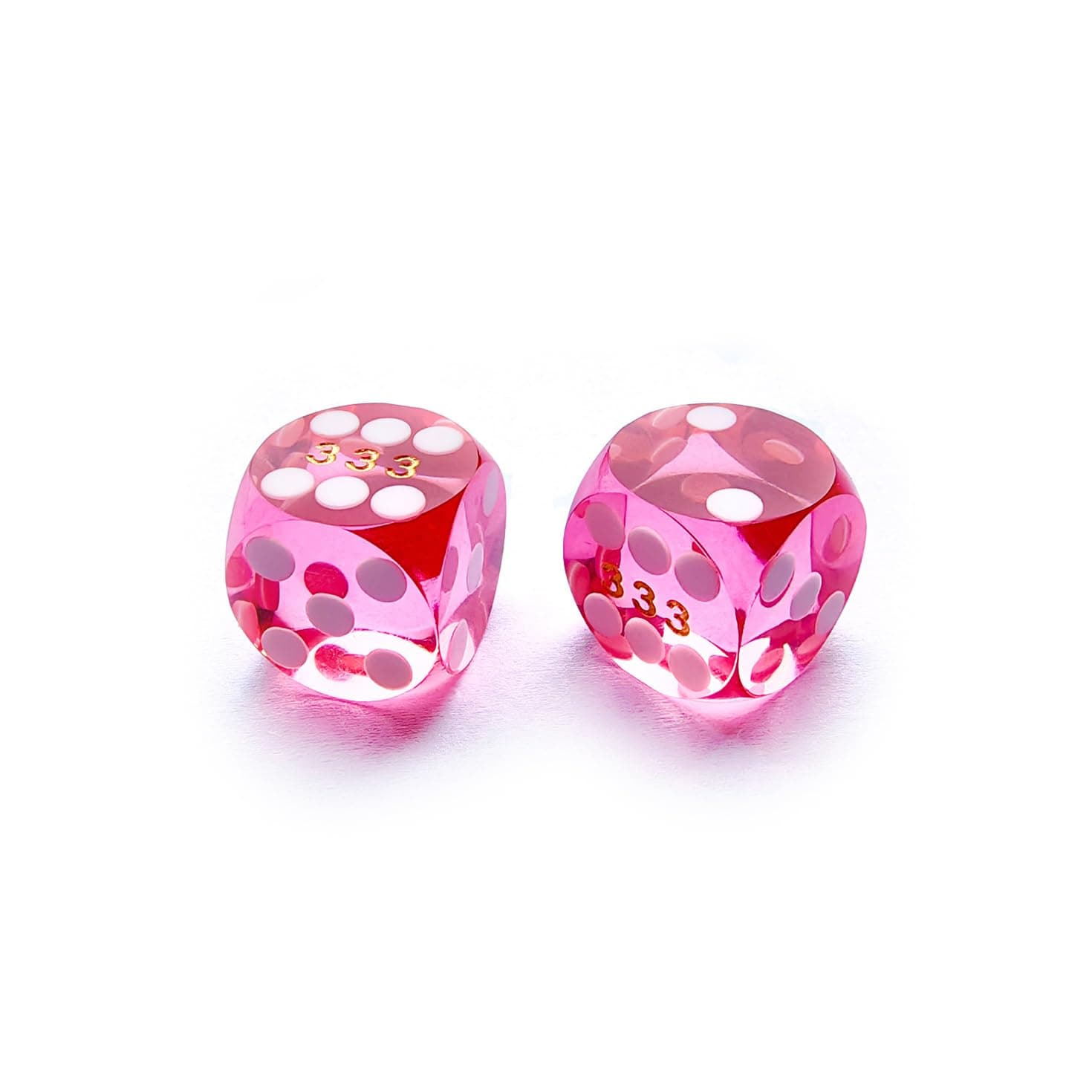 Bescon Dice Professional Small Precision Dice 12.7mm (1/2 inch) with Random Serial Number, Mini Precision Cut Dice 12.7MM Gem Pink