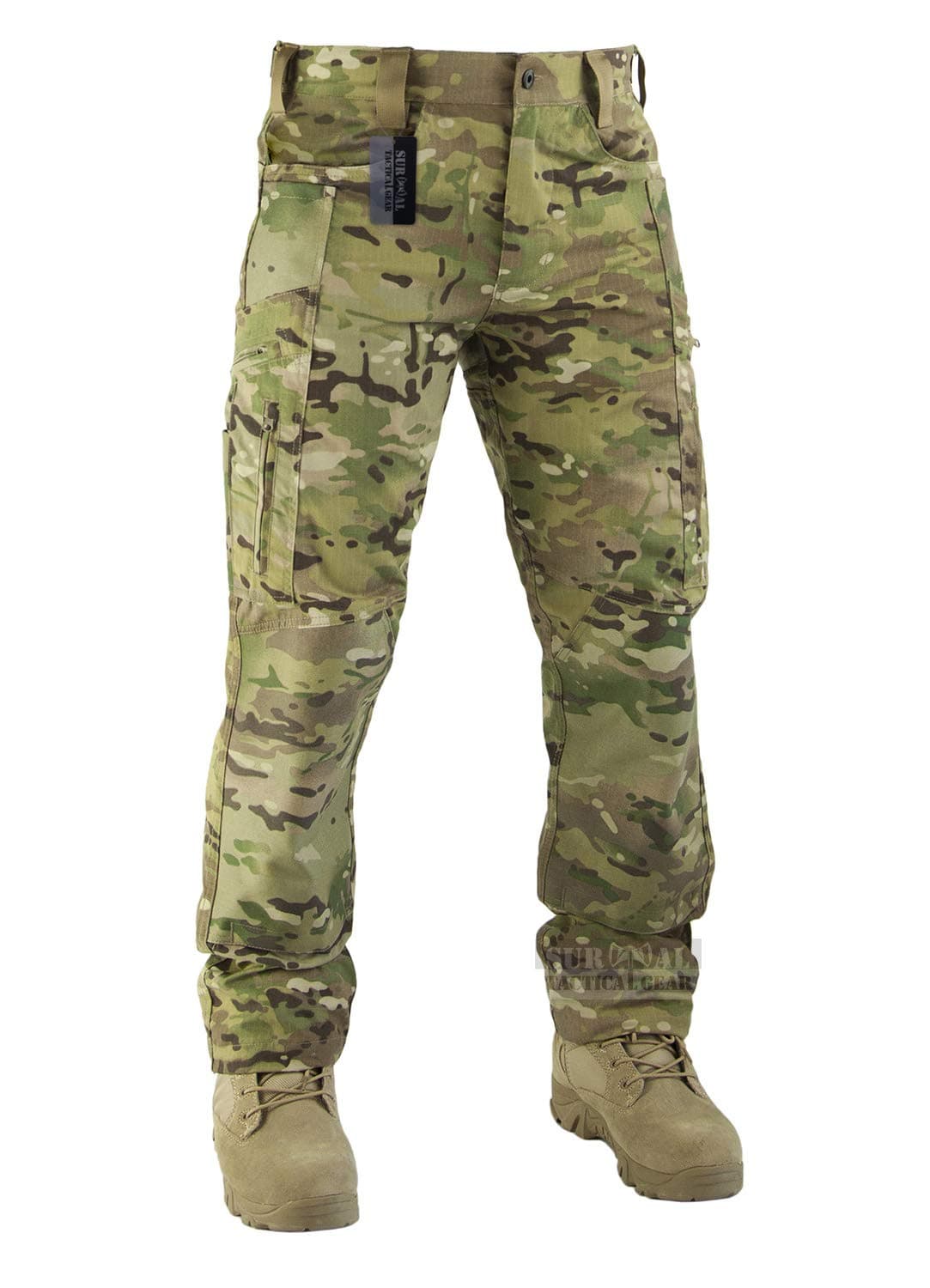 Lightweight Men’s Ripstop Pants Outdoor Military Camo Cargo Trousers for Camping Hiking (Multicam, S)
