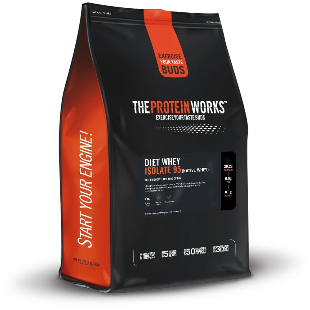 THE PROTEIN WORKS Diet Whey Isolate 95 (Native Whey) Protein Powder | Ultra Pure | Low Fat & Sugar Shake | Strawberries 'n' Cream | 1 Kg