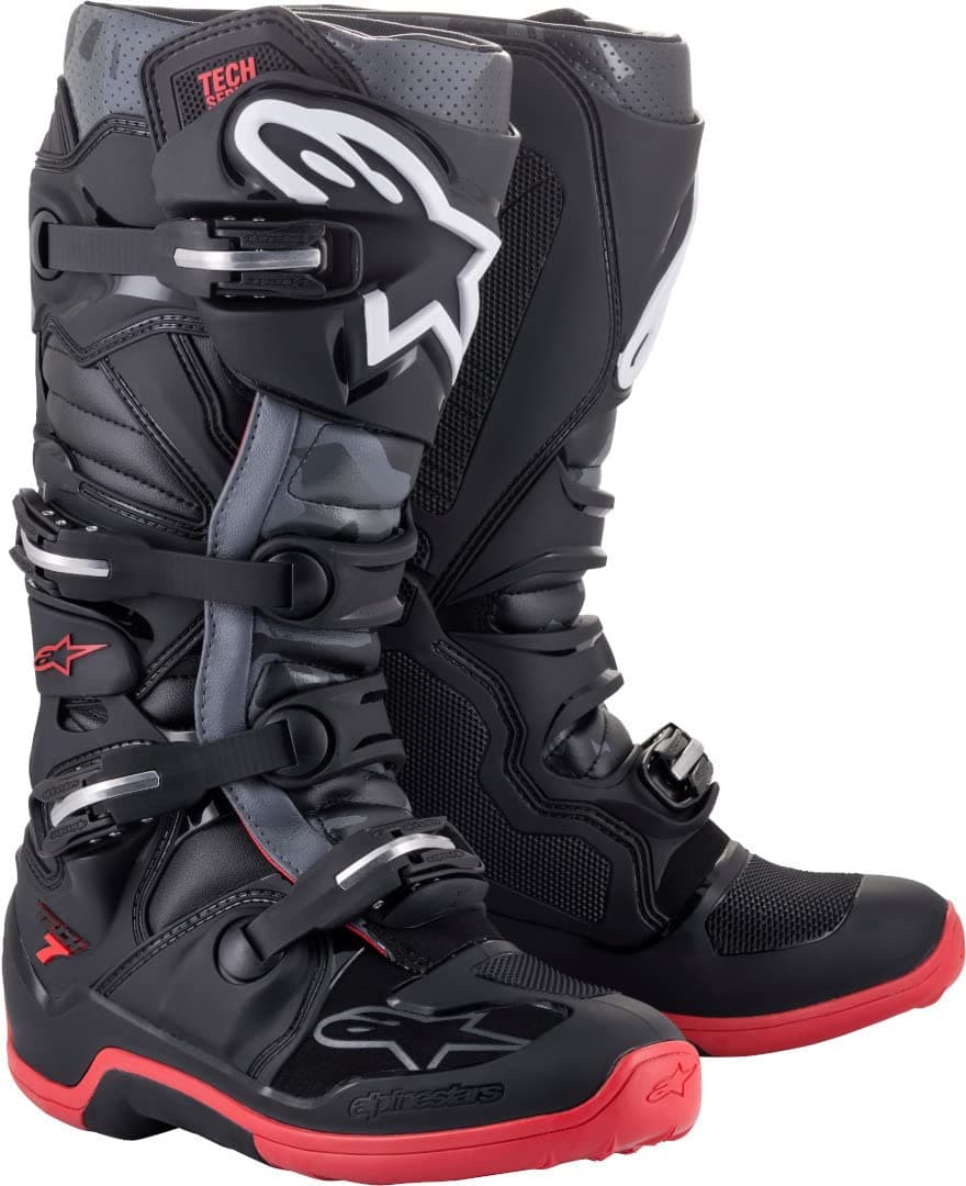 AlpinestarsTech 7 Boots Black/Cool Grey/Red Sz 13 (2012014-1153-13)