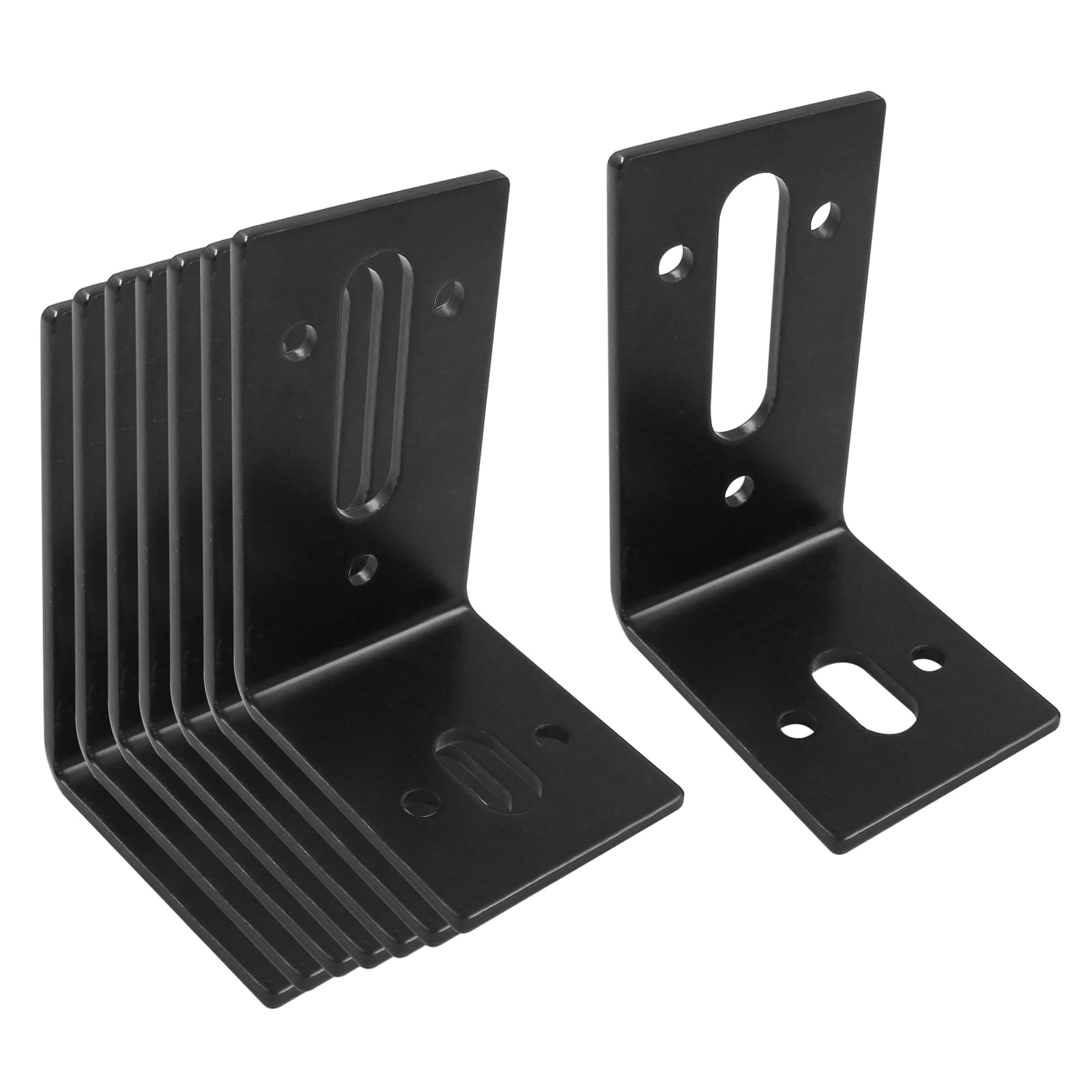 Biaungdo 8 Pcs Black Adjustable L Bracket with Slot, 3¼"×2⅜"×1¾" Metal Right Angle Corner Bracket, L-Shape Corner Brace Support Brackets for Fixing Furniture(3mm Thickness, Max.Load 66 lb)
