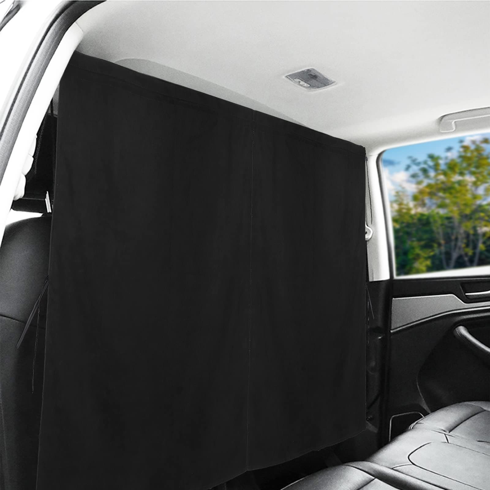 – ZATOOTO Campervan Car Divider Privacy Curtains (56 * 33inch) Suede Fabric Blackout Front Rear Side Window Covers Sun Shades,Removable Magnetic Van Car Camping Curtains (Black)