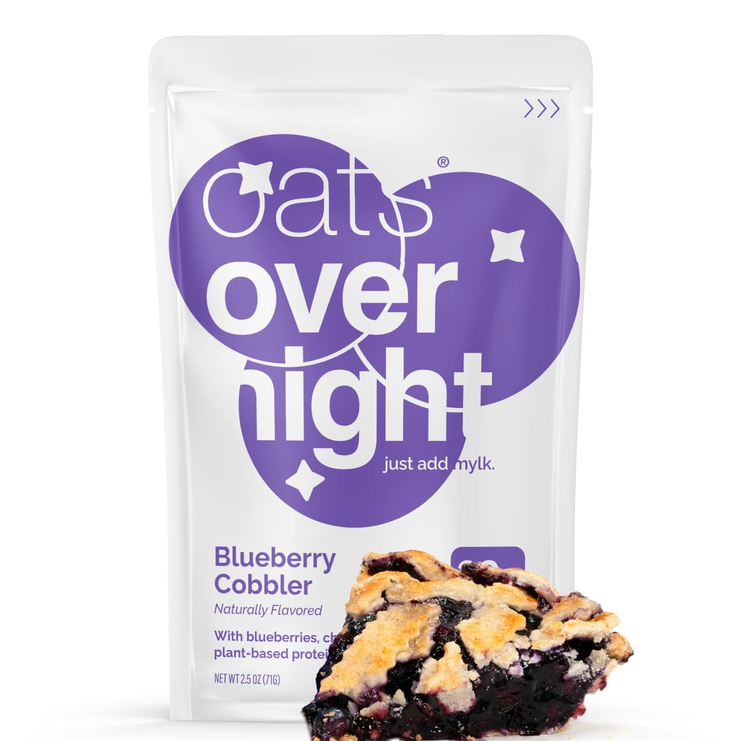 Blueberry Cobbler (8 Pack) Dairy Free, High Protein, Low Sugar Breakfast - Gluten Free, High Fiber, Non GMO Oatmeal (2.5oz per pack)