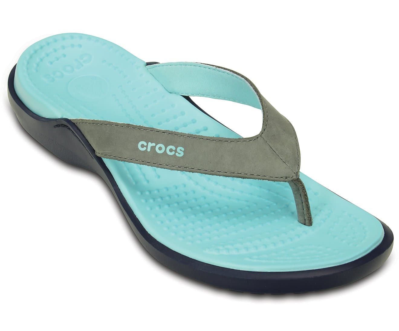 crocs Women's Capri IV Flip Flop, Smoke/Ice Blue, 5 M US
