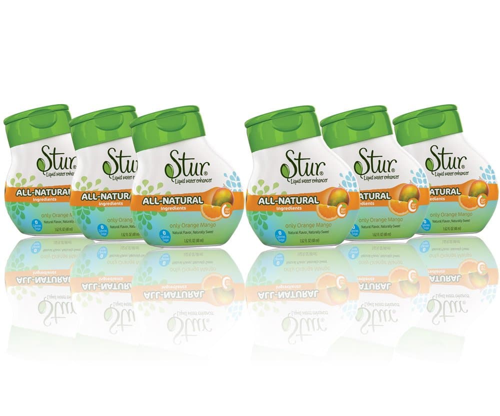 Stur® Tropical Orange Mango Flavour (6 Pack) Save £5. Suitable for Vegetarians, Vegans & Diabetics. High in Vitamin C. All Natural Stevia Water Enhancer. Alternative to Squash and Fruit Juice.