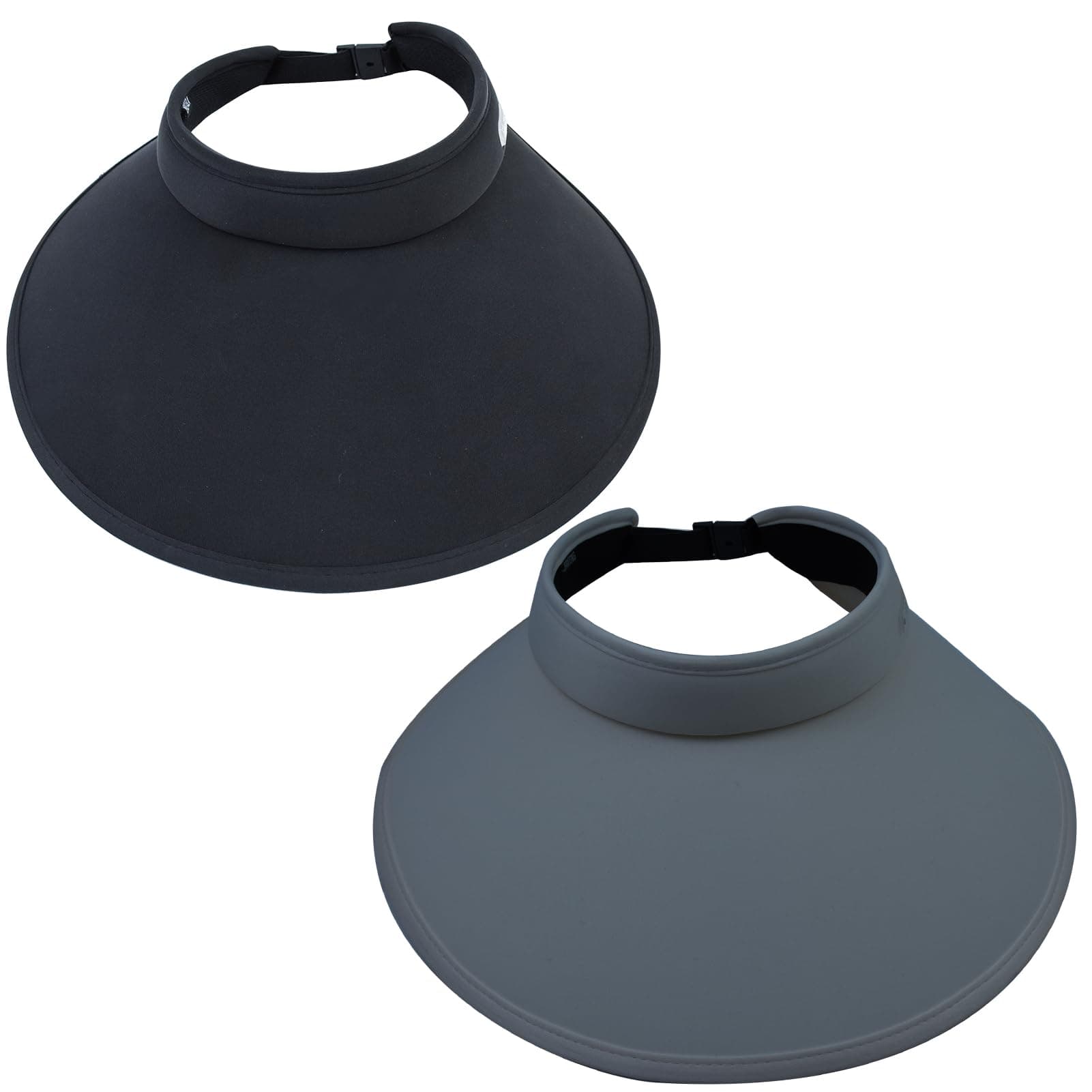 2pack Equestrian Helmet Visor,Horse Riding Helmet Sun Visor Beach Visor Hats Wide Brim Sun Visor Hats Summer UV Protection Beach Cap for Women Men Outdodr (Black,Grey)