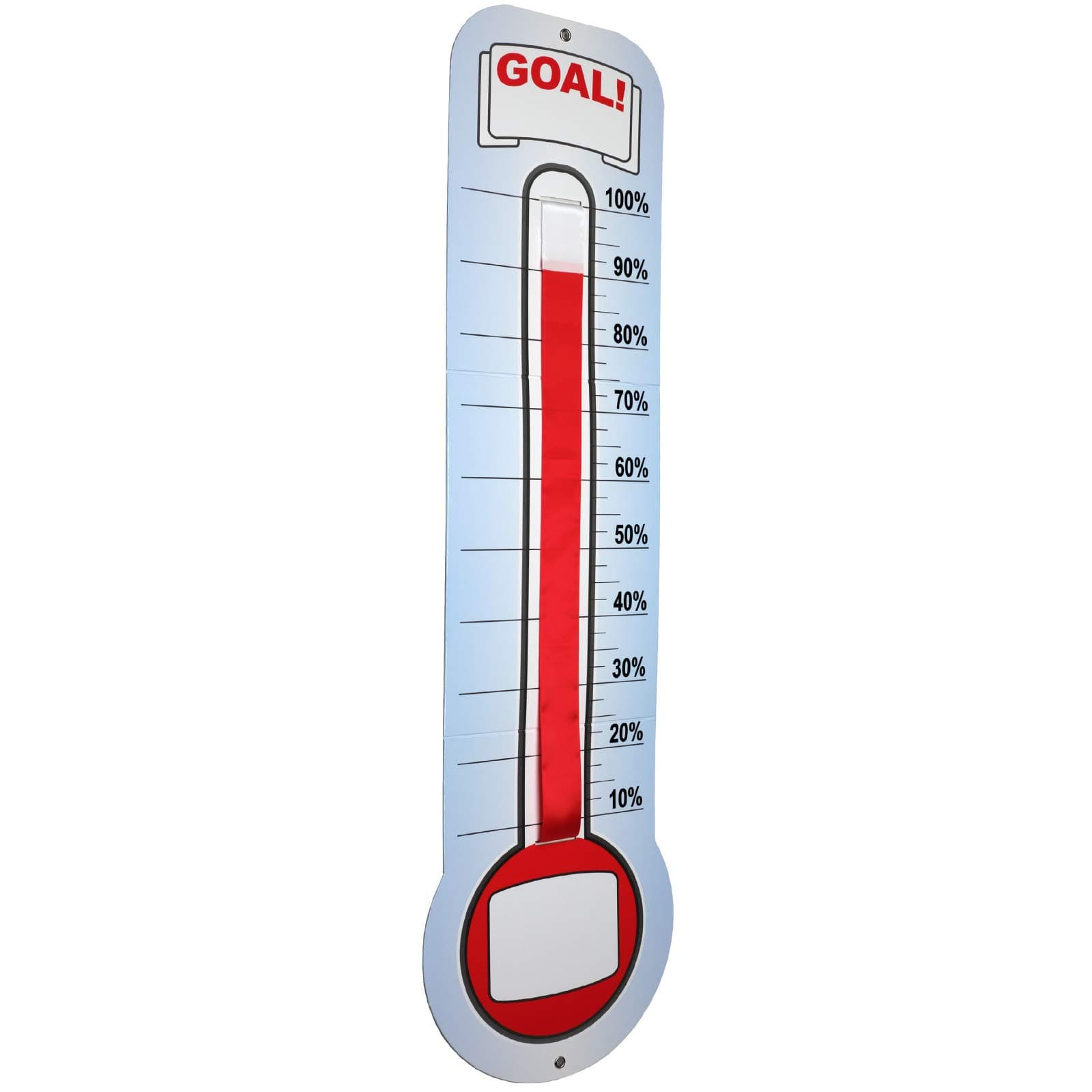 Global Printed Products Fundraising Thermometer Chart Goal Tracker | Dry Erase Goal Setting Wall Mounted Thermometer | Giant Sales Goal Board with Pull-Through Ribbon Progress Tracker (46" x 12")