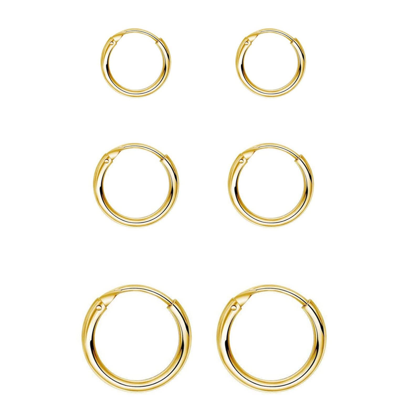 Silver Hoop Earrings- Cartilage Endless Small Hoop Earrings Set for Women Men, 3 Pairs of Hypoallergenic 925 Sterling Silver Tragus Earrings Nose Lip Rings