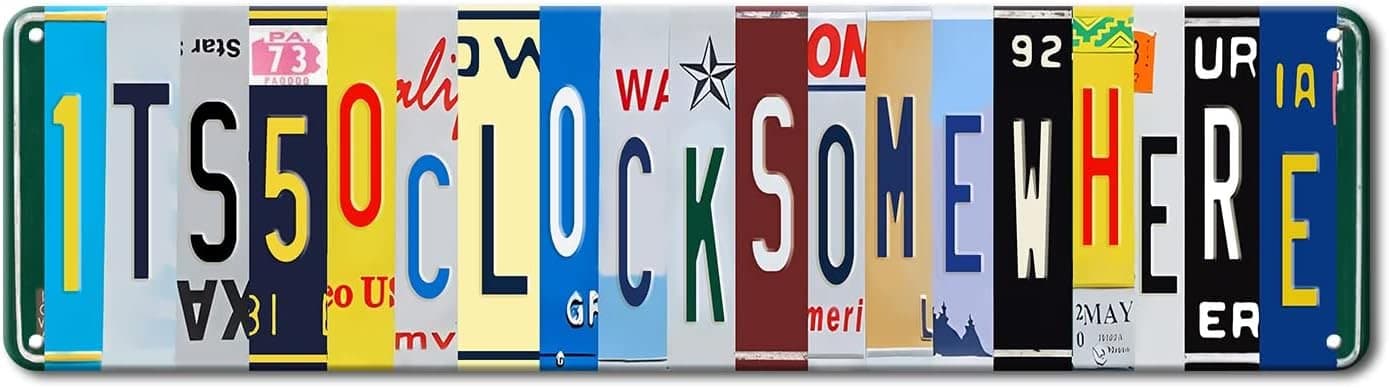 Five O Clock Somewhere Retro Metal Tin Sign For Bar Pub Club Cafe Restaurant Home Kitchen Outdoor Indoor 16 x 4 Inches Funny Kitchen,Decor Funny Bar Signs