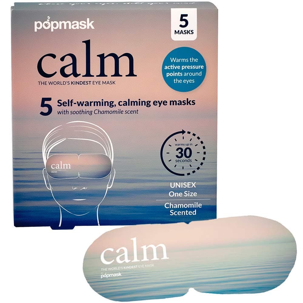 POPBAND Popmask Calm Self-Heating Eye Masks, Slightly Chamomile Scented, Natural Steam Heat Relief for Migraines, Headaches, Allergies and Dry Eyes, 5 Individually Packaged Eye Masks