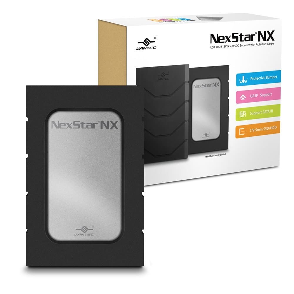 VantecNST-239S3B-SV NexStar NX 2.5" SATA to USB 3.0 Enclosure for 7mm & 9.5mm SSD and HDD with Bumper