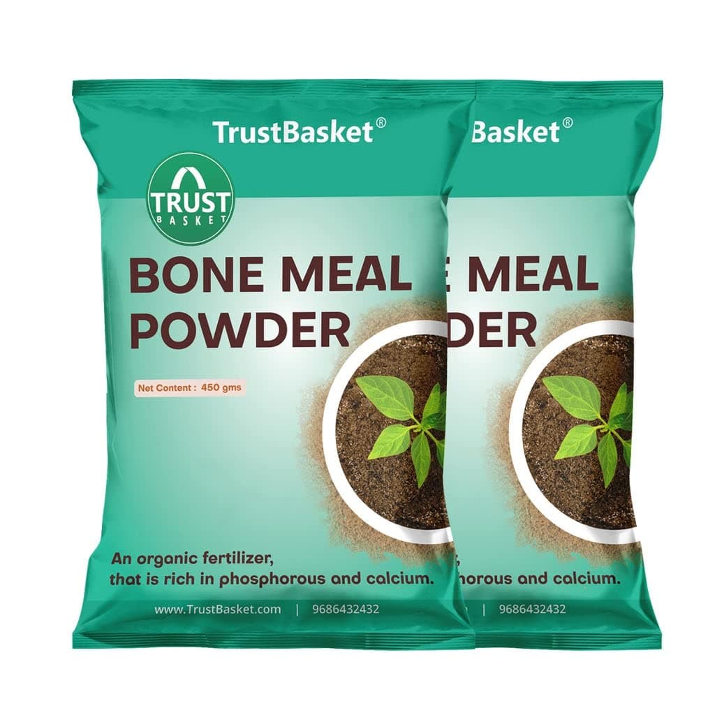 TrustBasket Bone Meal Fertilizer for Plants, 900 gm, Phosphorus and Calcium Rich | Fertilizer for Plants Home Garden | Steamed Bone Meal | Rich in | Natural Plant Fertilizer| 450 Grams (Set of 2)